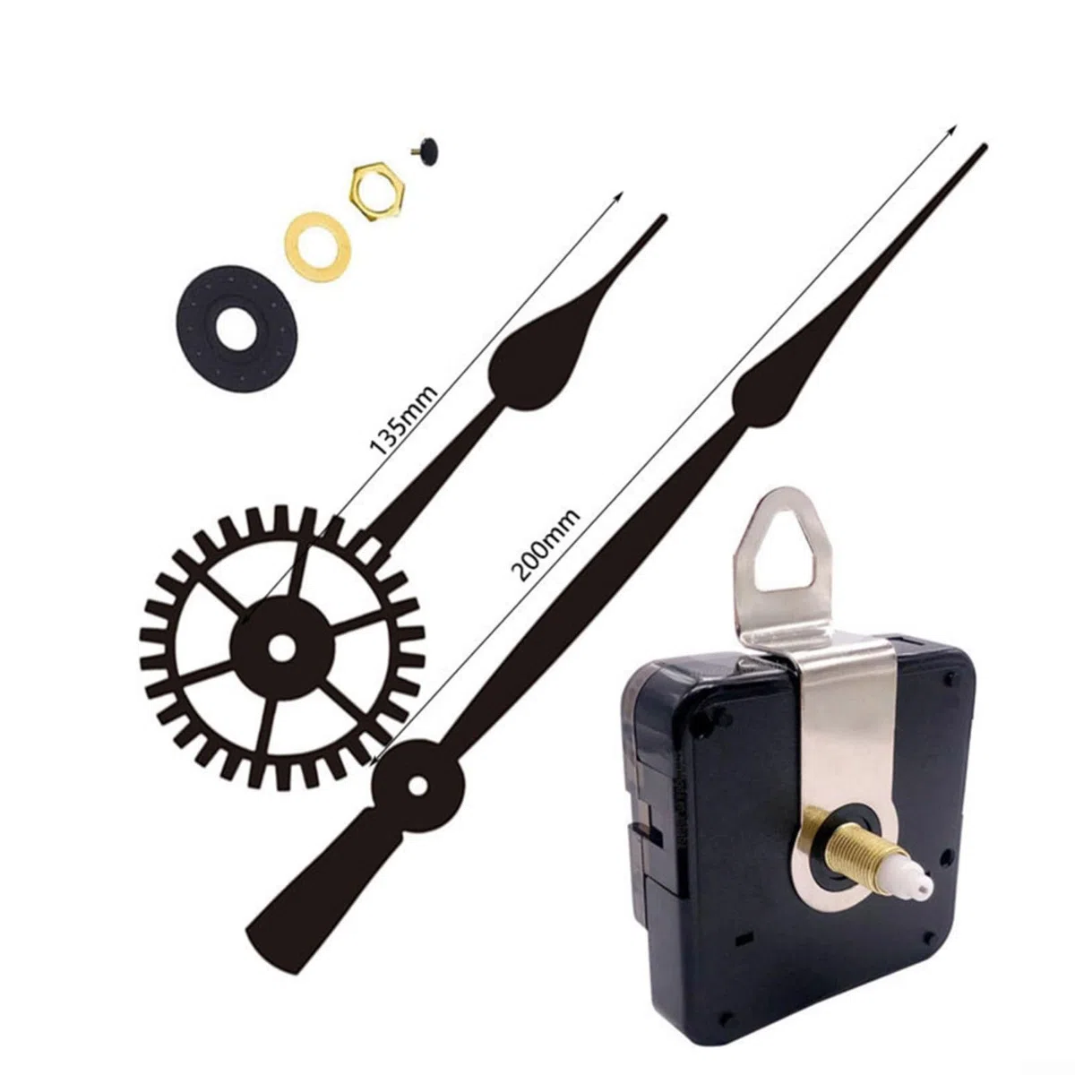 Lange Zeiger, hohes Drehmoment, leises Quarz-Uhrwerk, DIY-Wanduhr-Mechanismus, Motor-Ersatz für Reparaturteile, Wanduhr-Uhrwerk (Gold 1)