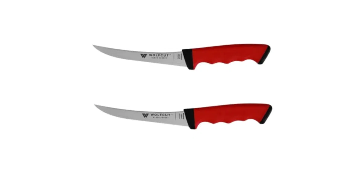 Wolfcut SoftGrip RED-Serie - Metzgermesser-Set 2-tlg. - Ausbeinmesser 15 cm gebogene flex Klinge