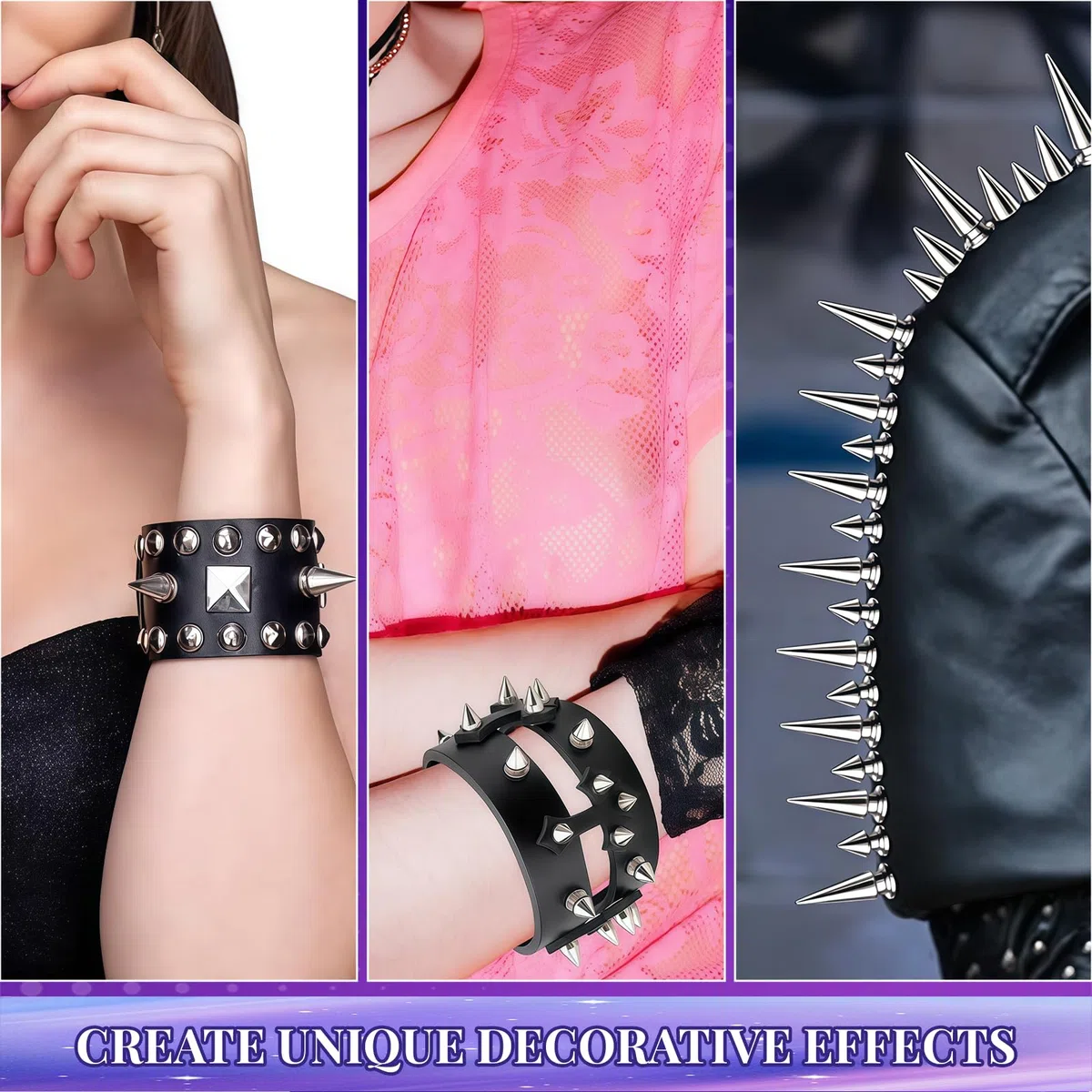 455 Stück Nieten Set, Punk Studs für Kleidung, Schraubnieten für Lederhandwerk für Bastler, Designer, Punk-Fans für Gürtel, Jacken, Taschen (Silber)