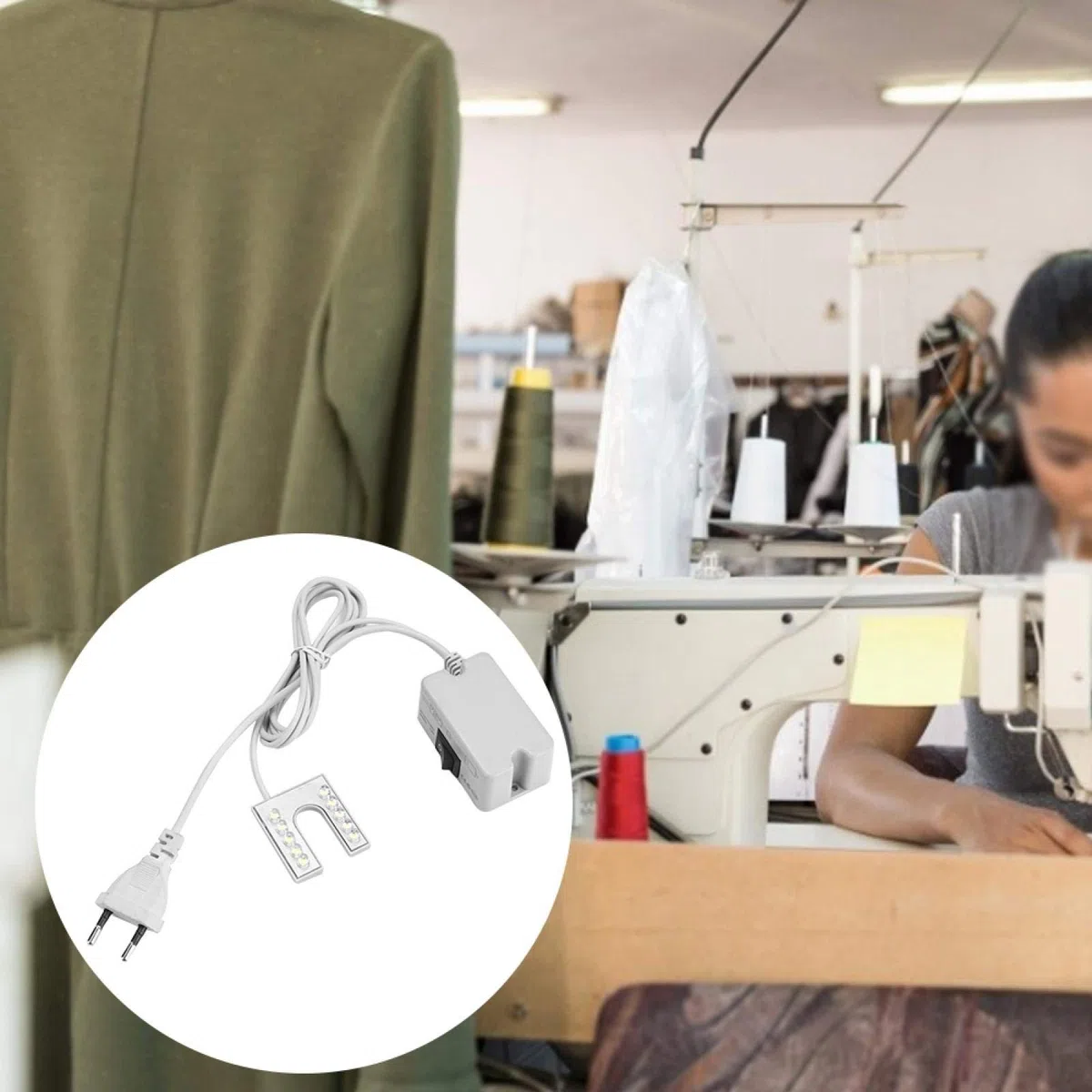 Nähmaschinenlicht, LED-Licht Flexible Schwanenhalslampe mit magnetischer Befestigungsbasis für Handwerk, Nähmaschine 110-265V EU-Stecker