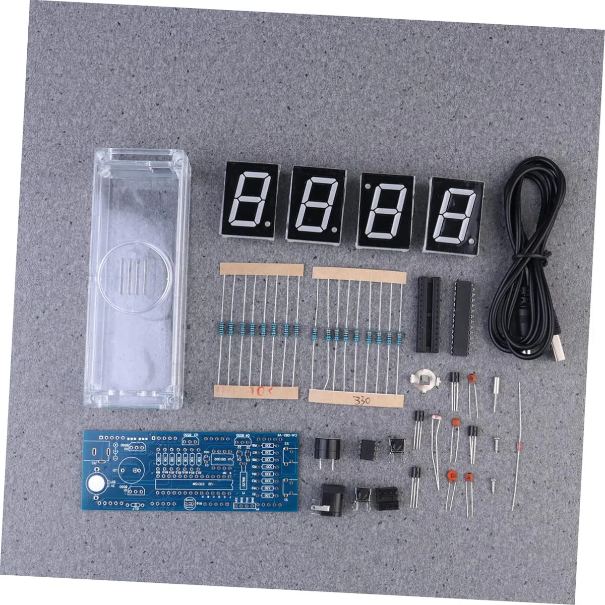 Amosfun Chip Mikrocomputer Uhr Selbstgemacht Bausatz mit Digitaler LED Anzeige Kunststoffgehäuse Einfache Bedienung für Heimwerker und Elektronikprojekte