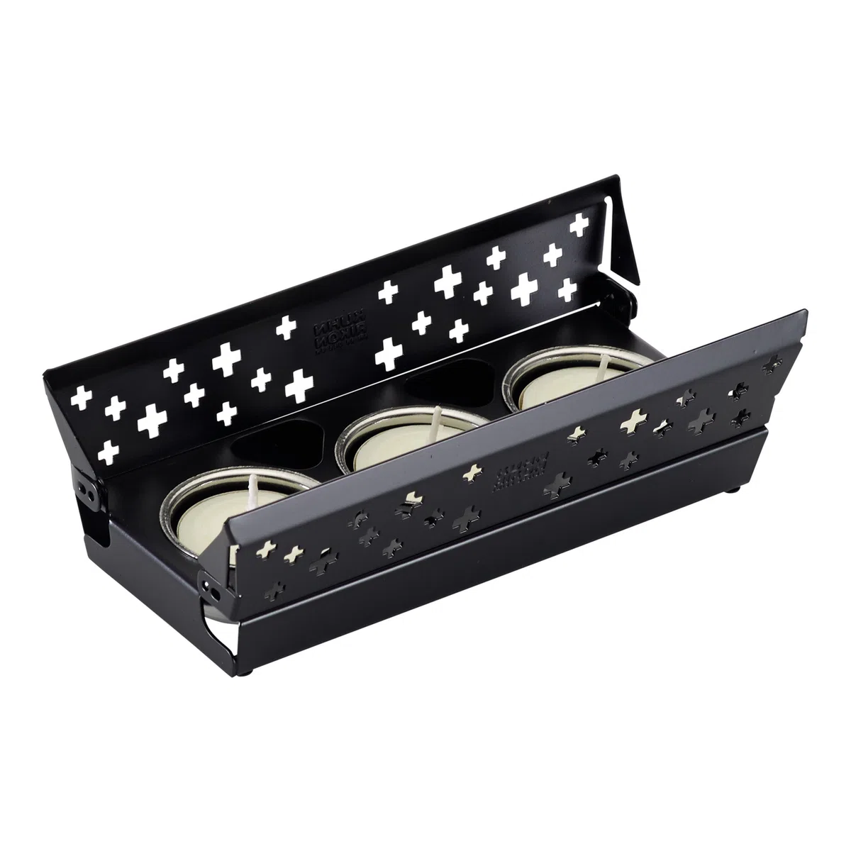 KUHN RIKON Candle Light Mini Schweizerkreuz Raclette Set, schwarz, Antihaft-Grill-Pfännchen, mit Teelicht