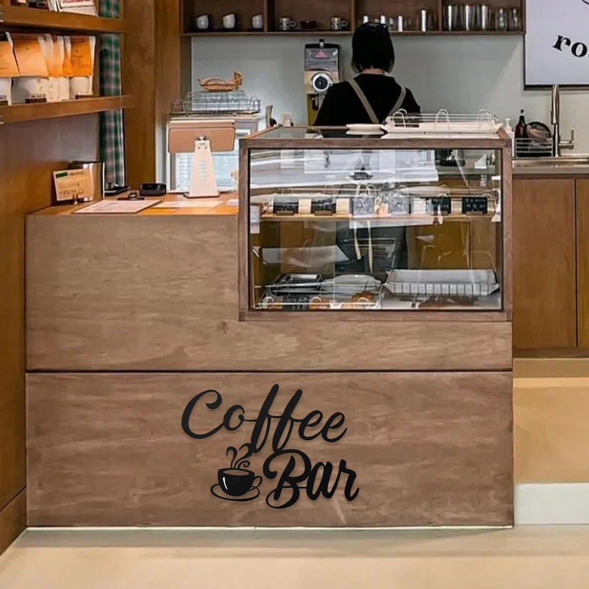 NIYATA Kaffeeschild aus schwarzem Metall, Wanddekoration, Café, Metall, für Dekoration der Küche für Haus, Café-Station, Haus, Schwarz