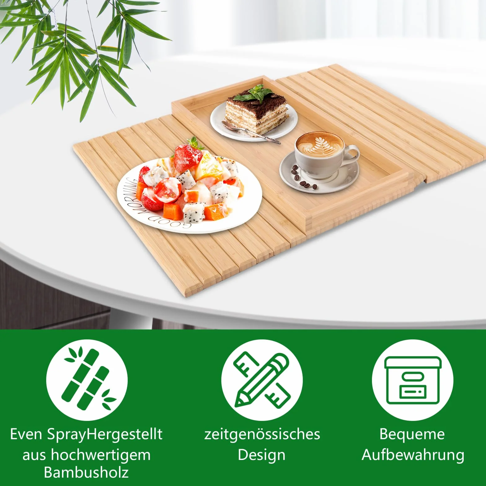 Sofatablett Armlehne aus Bambus Flexibles Couch Tablett Bambus Getränkehalter Faltbar Couchablage für Snacks, Handy, Steuerung, Tassen