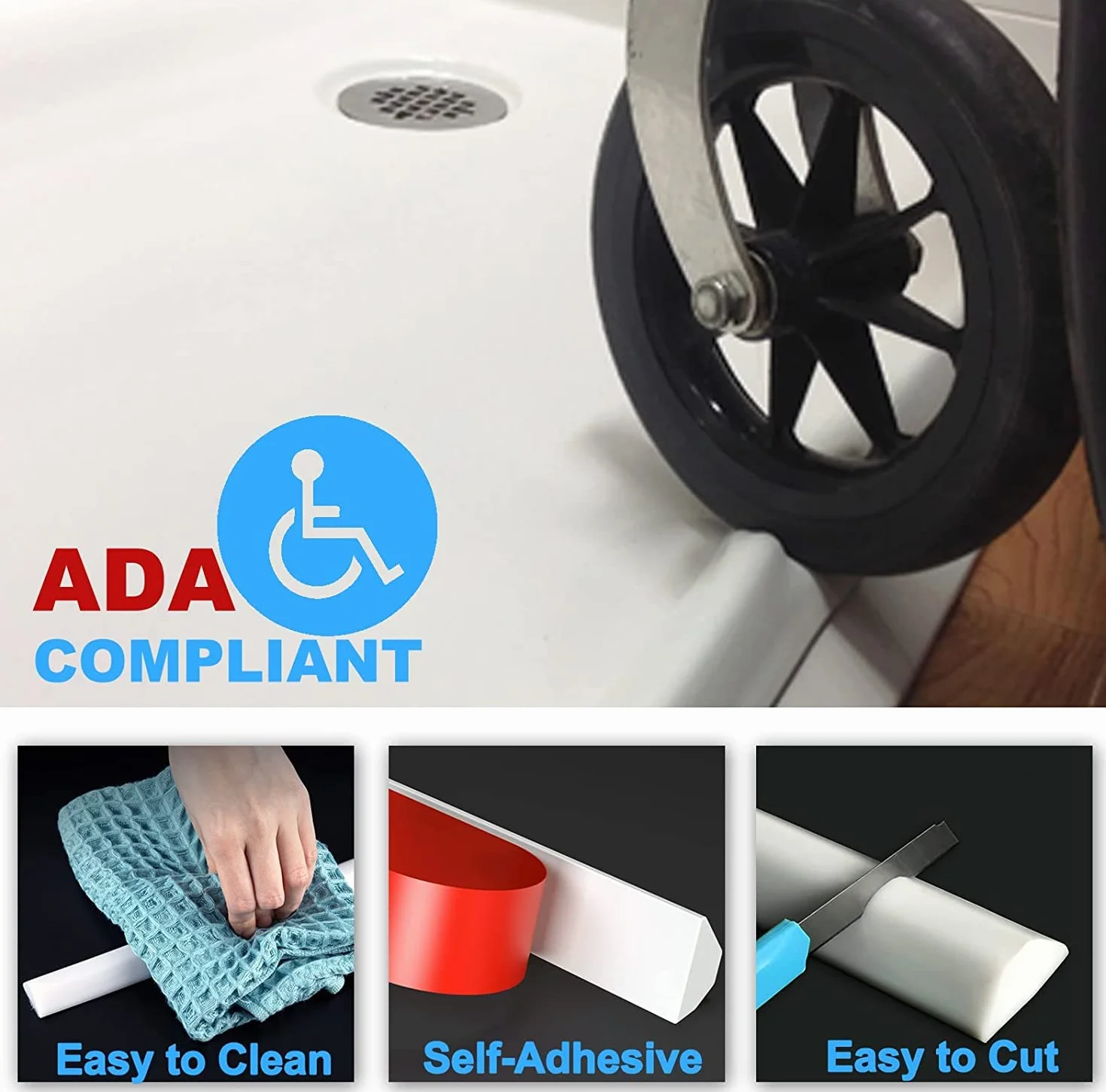 Selbstklebend Schwallschutzleiste Dusche, Begehbare Dusche Boden Wassersperre, Duschwasserstop für Nass- und Trocken-Trennung, Duschschwelle Wasserdamm für Bad und Küche (Transparent,100cm)