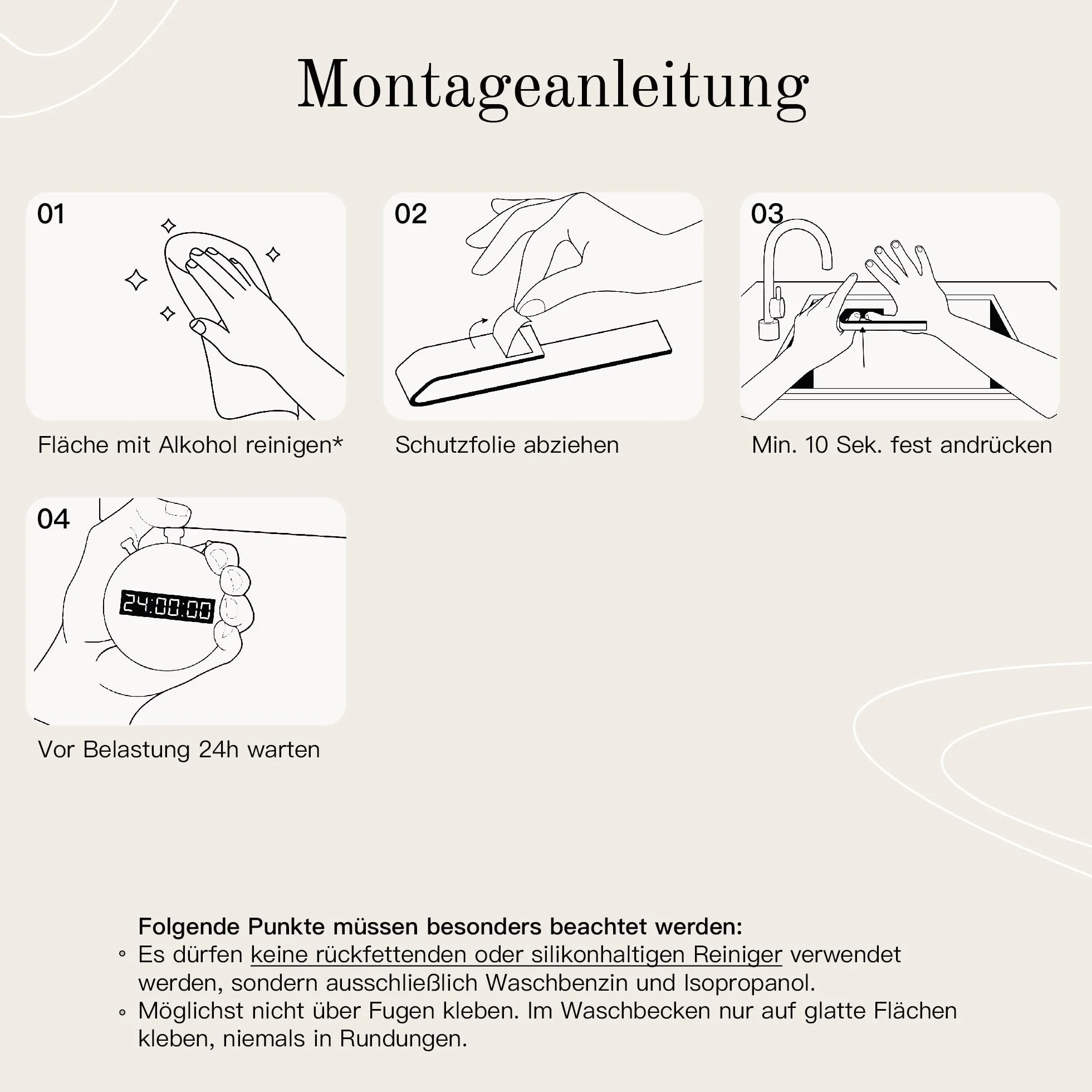 Designfabrik Hamburg Spültuchhalter | Spüllappenhalter ohne Bohren | Lappenhalter Spülbecken selbstklebend | Waschbecken und Wandmontage | Geschirrtuchhalter Küche | Modernes Design Matt Schwarz