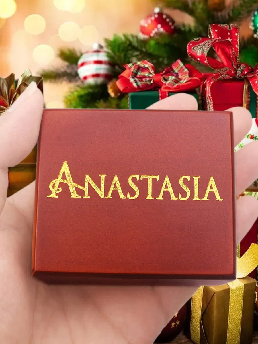 Sinzyo Spieluhr aus Holz graviert mit Spiegel Spieluhr Weihnachten, Geburtstag(Rote Holzschachtel, Melodie: Anastasia-Once Upon A December A)