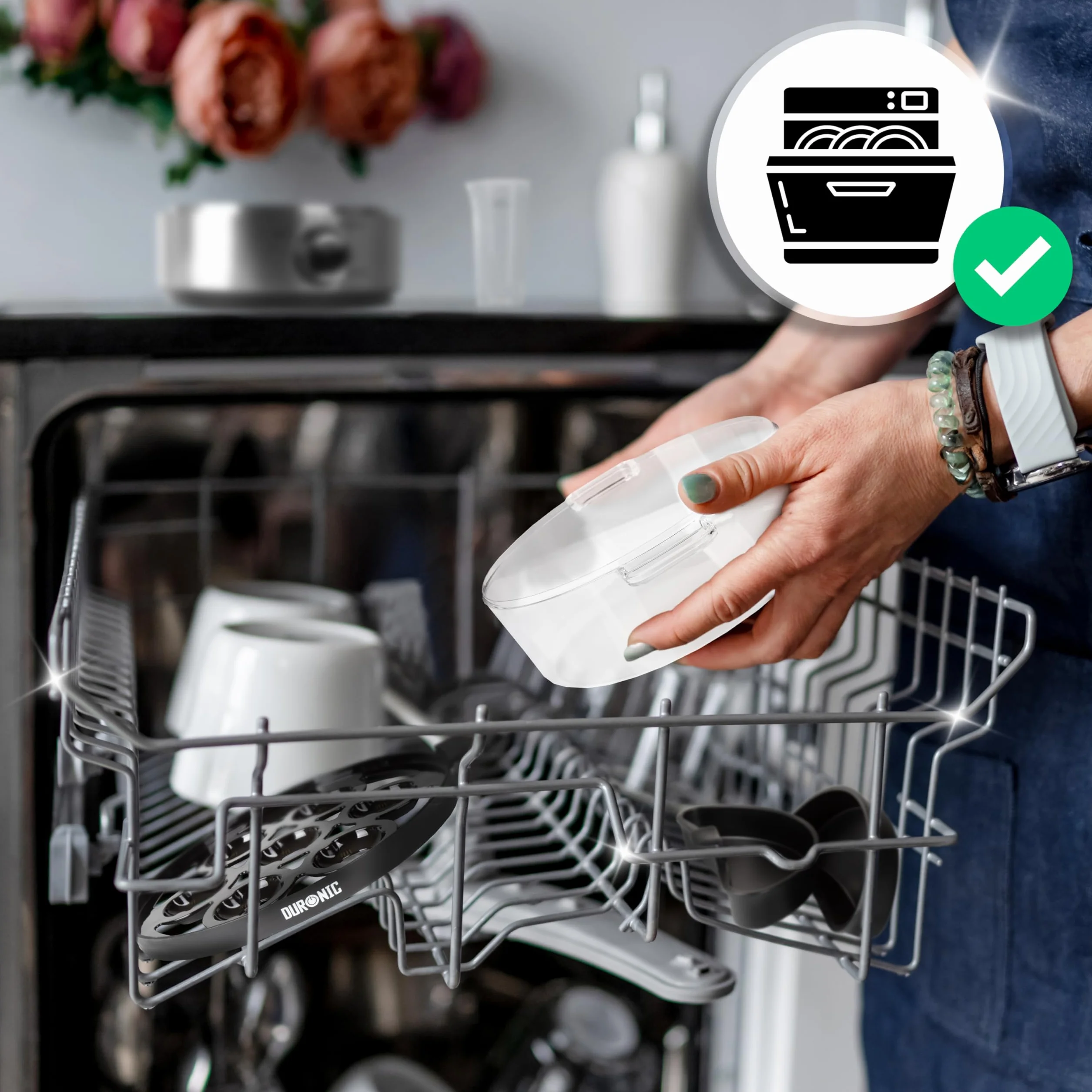 Duronic EB40 BK Eierkocher für 1–7 Eier, elektrischer Eierkocher 400 W mit Härtegradeinstellung (weich–hart), Timer & Überhitzungsschutz, inkl. Messbecher und Eipick, kompakt