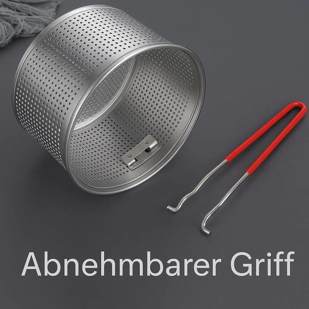 Edelstahl Frittierkorb mit abnehmbaren–pasta sieb für topf,edelstahl siebkorb & frittiersieb–frittierkorb für topf für Küche,Pommes,Gemüse & Nudeln–platzsparend (18 cm)