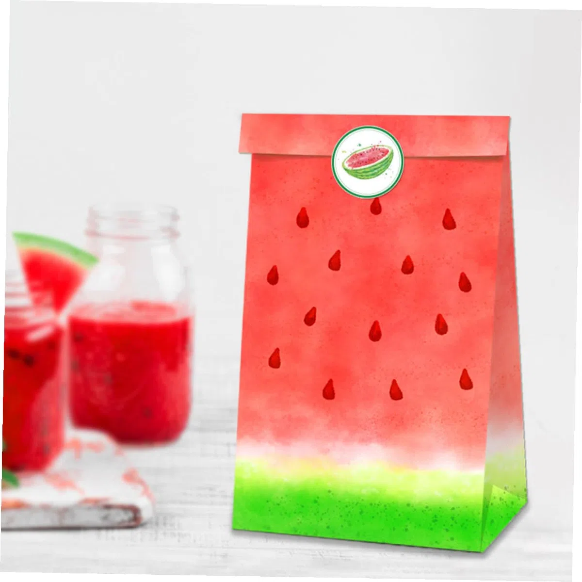 SEWOART Hawaiian Candy Papiertüten 20X8X5 Zoll Wassermelonenmotiv Lebensmittelqualität Geschenkbeutel Für Sommerparty Familienfeier Süßigkeiten Verpackung