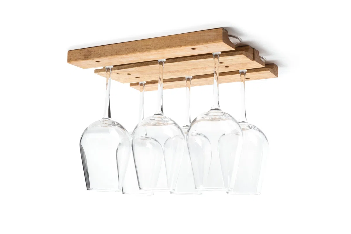 Fox Run Weinglashalter, montiert, Holz, 27,9 x 17,8 x 1,9 cm, Braun