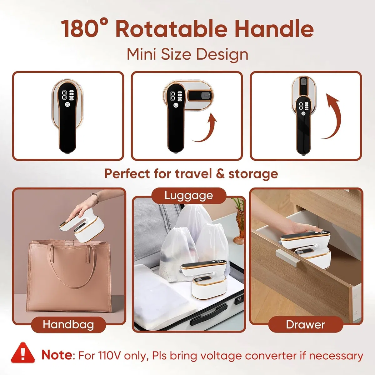 Mini Reise Dampfglätter & Bügeleisen 2-in-1 (1000W, 220V-240V) – Trockene & Nassanwendung, 3 Dampfstufen, 100ml Wassertank – Ideal für Reisen, Studentenzimmer, Haushalt & Kleidungspflege