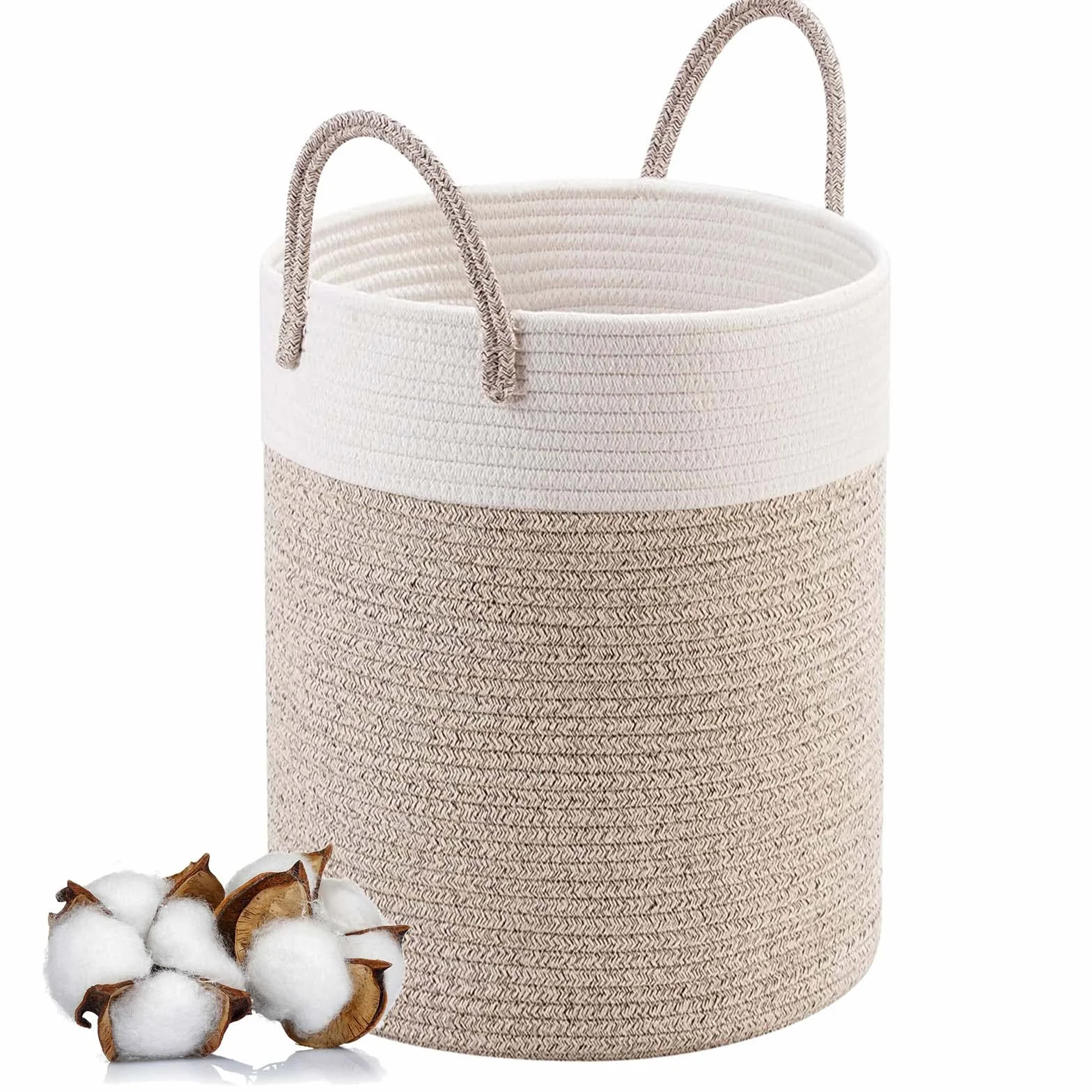 Wäschekorb mit Henkel Faltbar Geflochten Groß Wäschesammler Wäschesortierer Wäschebox Wäschetonne Spielzeug Aufbewahrung Aufbewahrungskorb laundry baskets Wäschetruhe mit Griff Handarbeit,46x38cm