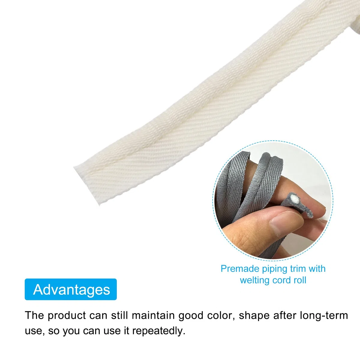 QUARKZMAN Paspelband 20 Yards 5/8 Zoll Paspelband Zum Nähen DIY Basteln Stoffkante Reis Weiß