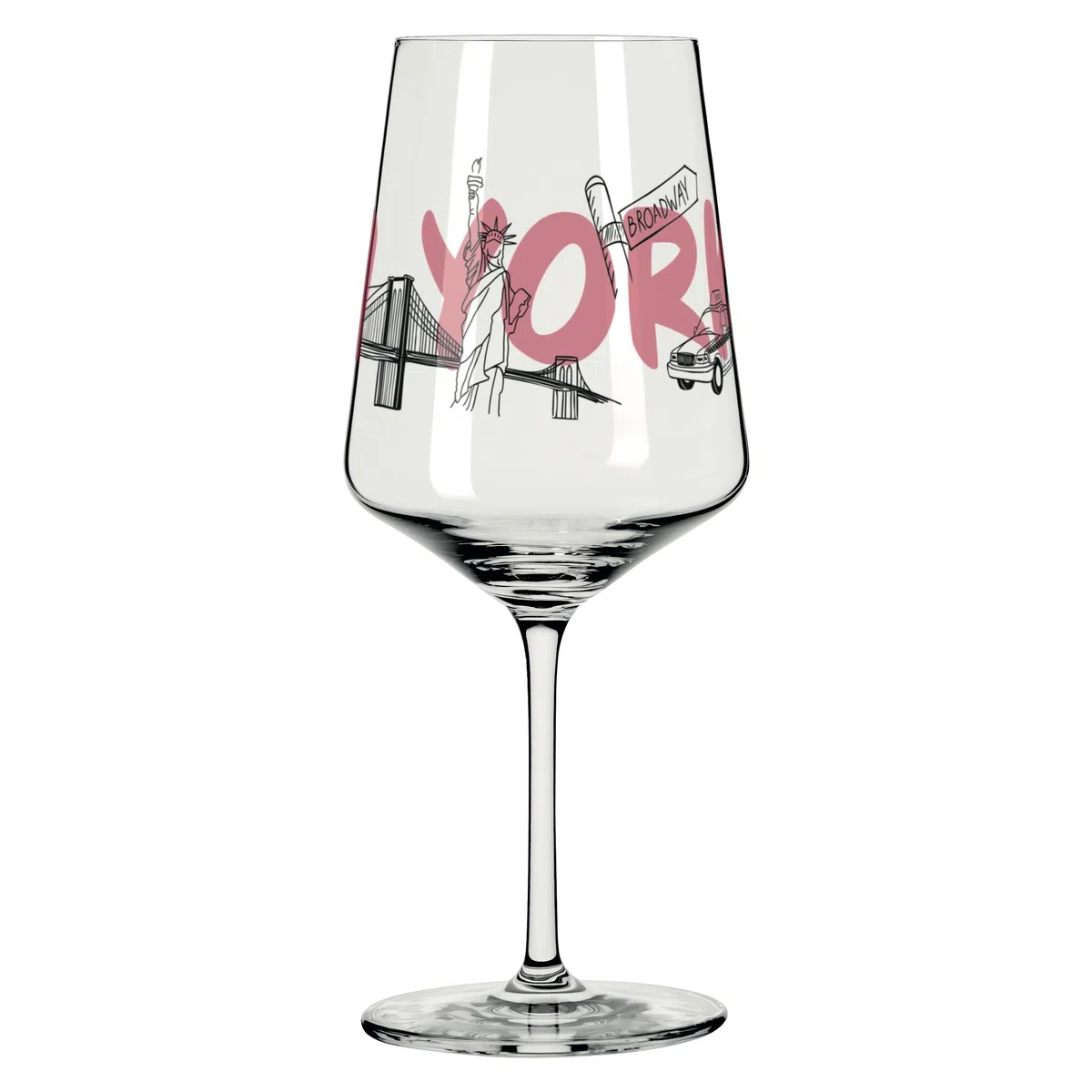 RITZENHOFF 8096008 Cocktail-Glas 500 ml, Serie Entdecker, mit New York Schriftzug, Rot, Schwarz - Made in Germany
