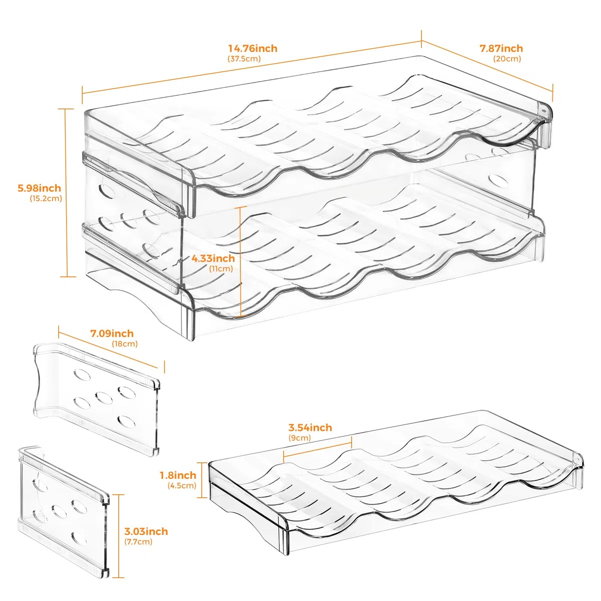 BoxedHome Stapelbarer Flaschenhalter Weinflaschen Halter Weinregal Wein, Flaschen Organizer, Flaschenregal Kühlschrank, Flaschenhalter Küche für Kühlschrank,Schrank,Büro (2 Stück 8 Flaschen)