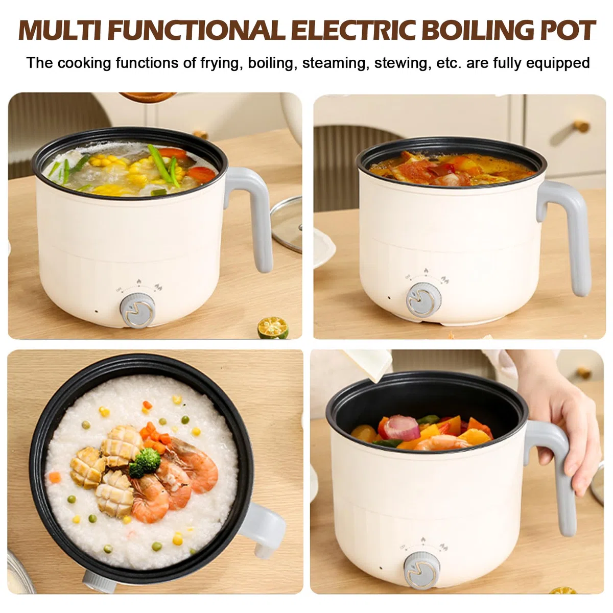 Elektrischer Hot Pot Kochtopf, Elektrische Hot Pot Topf 1,8 L, Elektrischer Kochtopf, Antihaft Mini Elektropfanne, Schneller Ramen Kocher Für Zuhause Büro Schlafsaal, Doppelte Feuerkontrolle