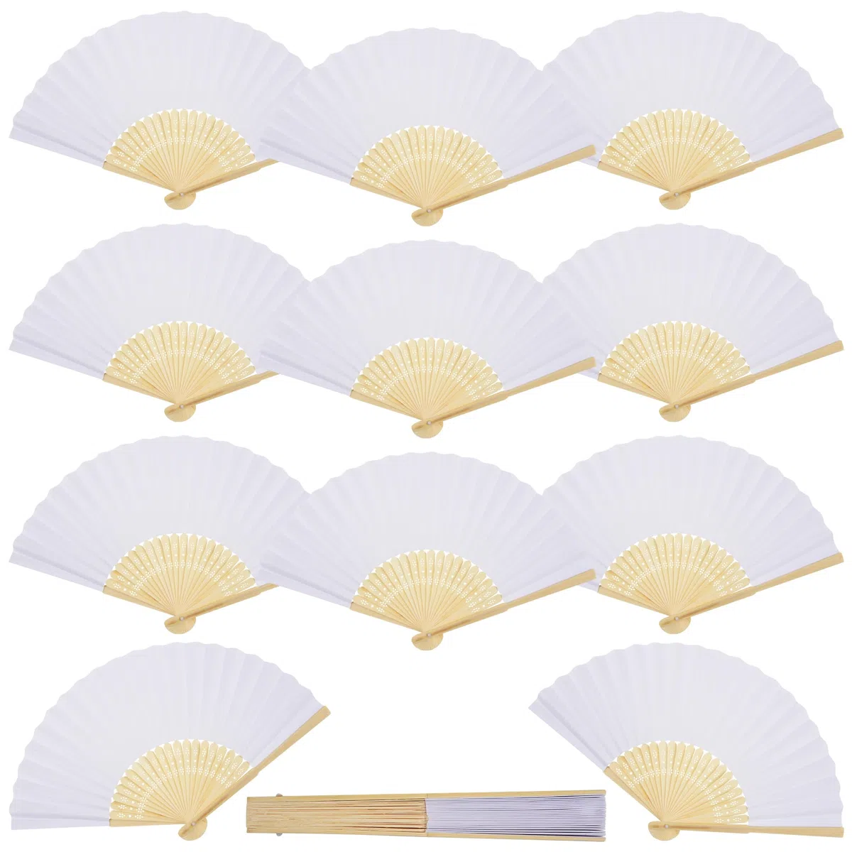 Fächer Hochzeit Weiß Papierfächer Handfächer Fecher Hochzeit Gäste 12 Stück Fächer Personalisiert zum Bemalen für Geburttag Party Wedding Wand Dekoration