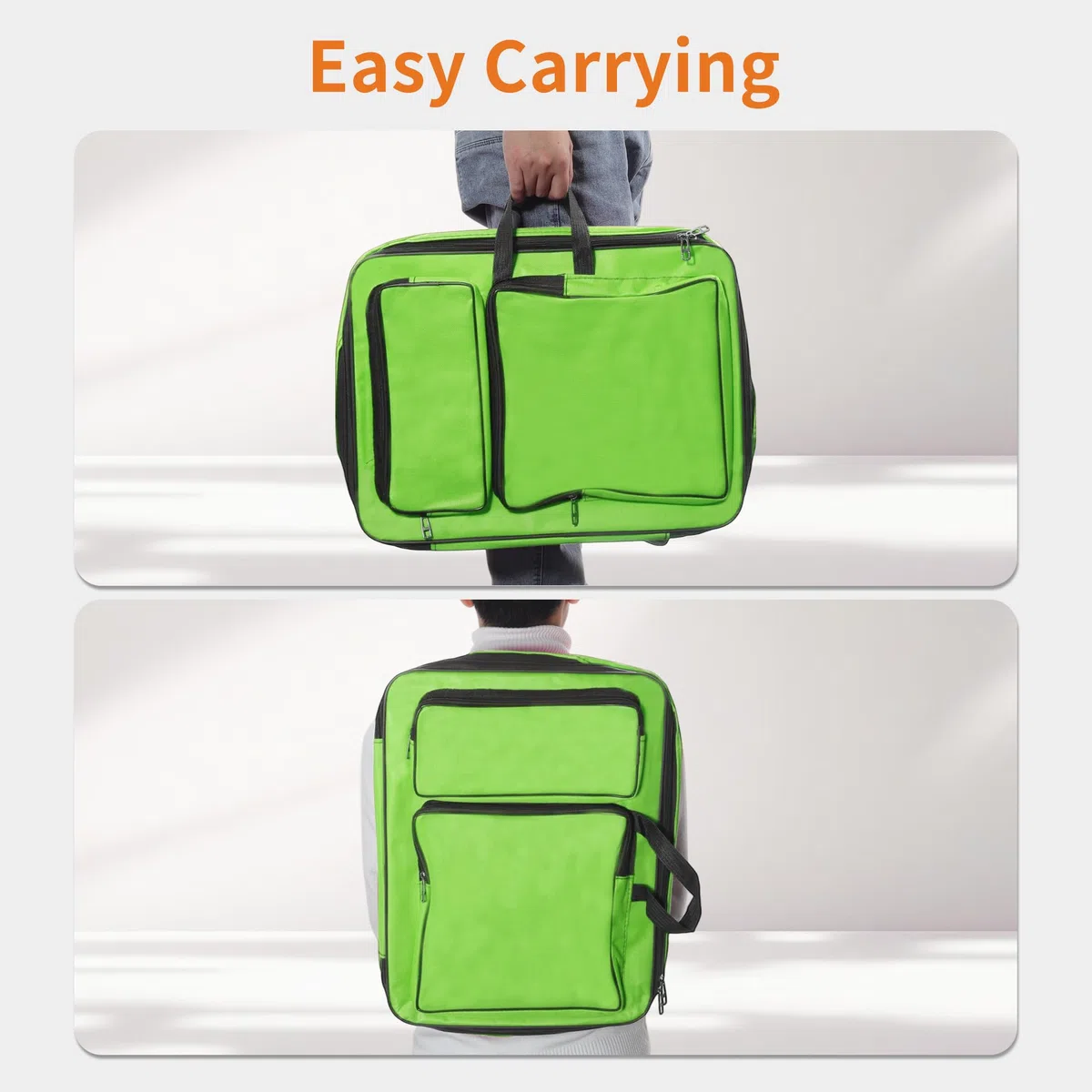 Kunstmappe Tragetasche Zeichenbedarf Tasche Tragbare Malerei Skizzenblock Aufbewahrungstasche Tragetasche Zeichenbrett Tasche Für Paletten Farben Pinsel Gras-Grün