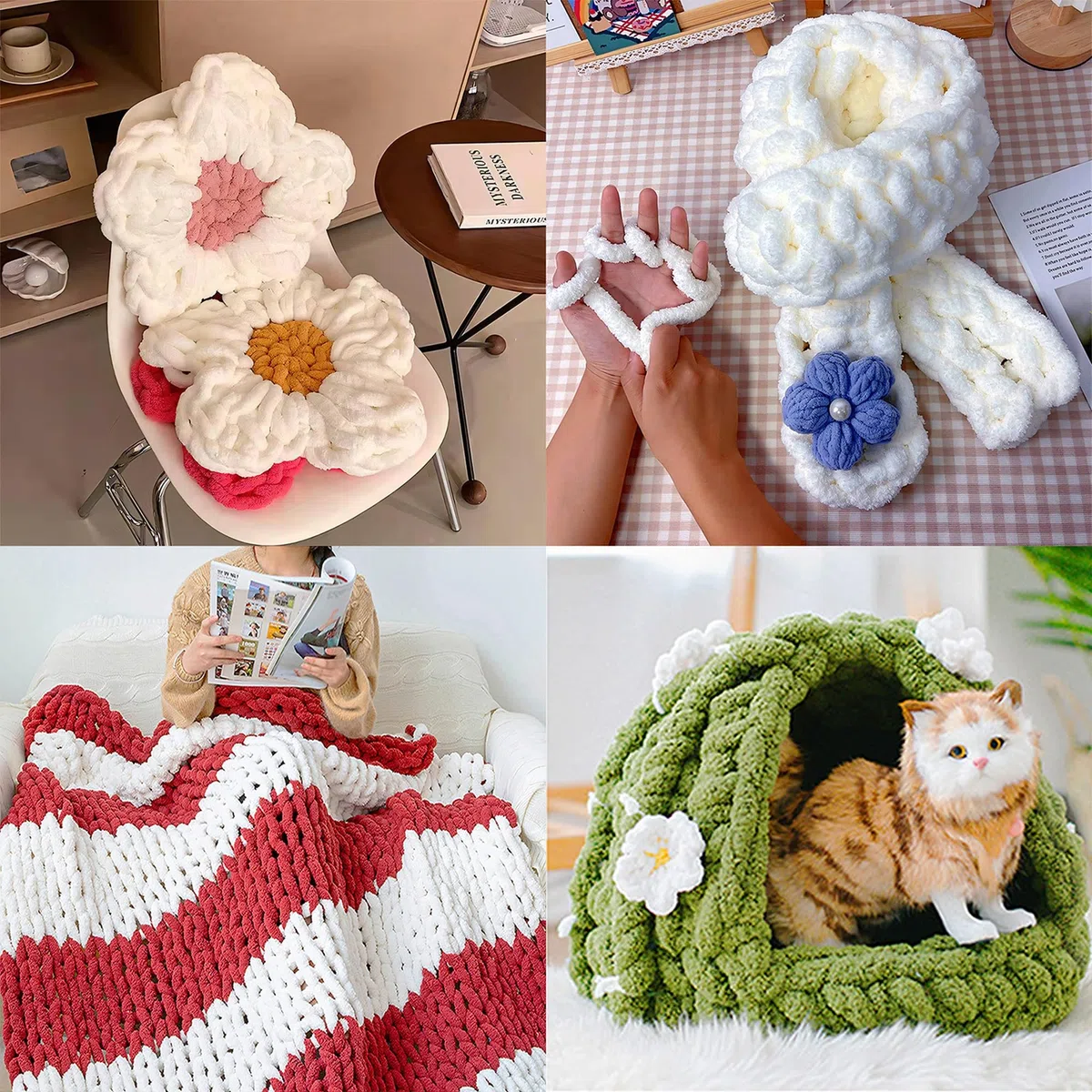 Dicke Wolle zum Handstricken 2 StüCk 500g, Chunky Yarn Wolle zum HäKeln, Flauschig Weiche XXL wolle dick für Decke Sockenwolle Schal Mütze (Dunkelblau)