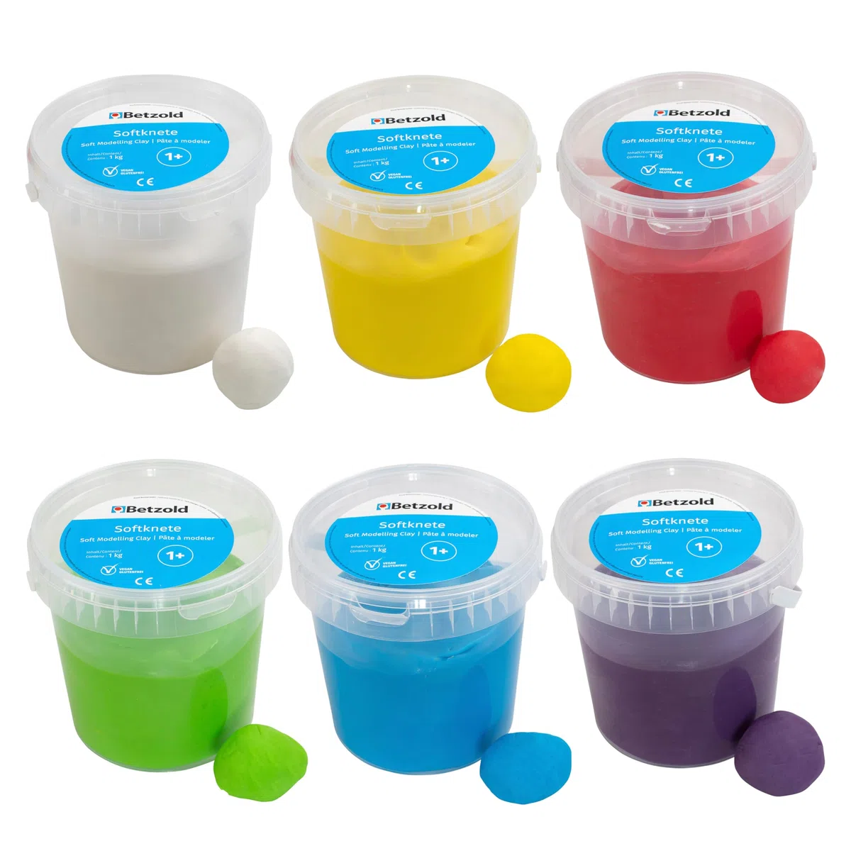 Betzold Softknete 1 kg – weiche, allergenfreie Knete im praktischen Eimer