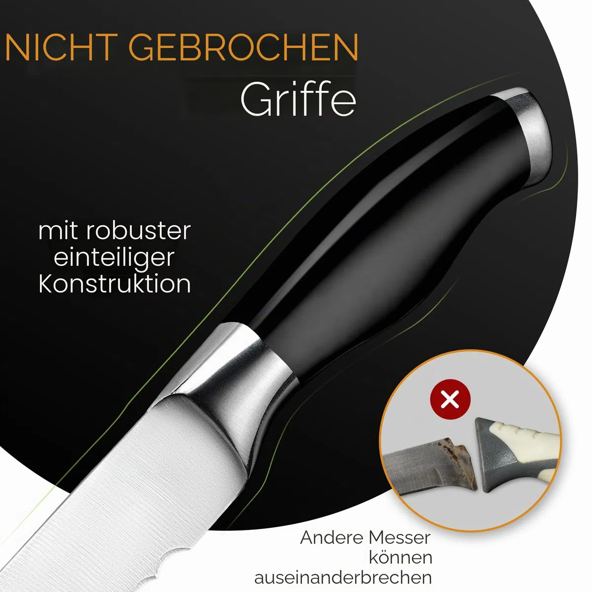 Orblue Brotmesser aus Edelstahl mit Wellenschliff – Ultrascharfes Profi Küchenmesser, Ideal für Brot, Bagels & Kuchen, Schwarz