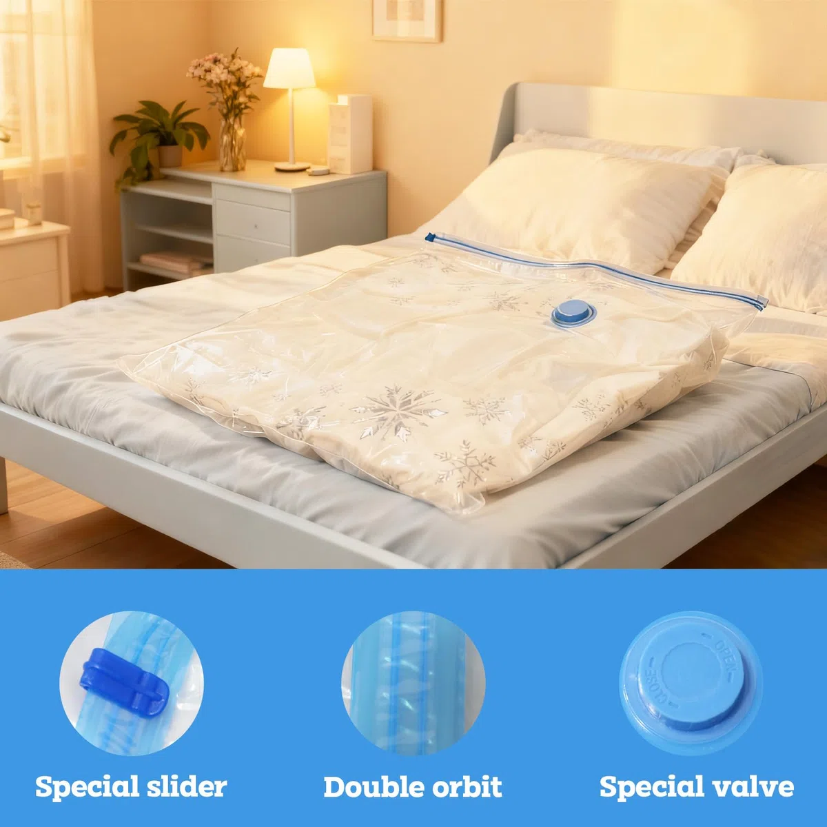 Vakuumbeutel für Kleidung mit Elektrischer Pumpe 10 Stück (4 Groß 80x60cm &3 Mittel 70x50cm &3 Kleine 60x40cm) Platzsparfunktion – für Kleidung, Bettwäsche, Reisen, Umzüge und tägliche Aufbewahrung