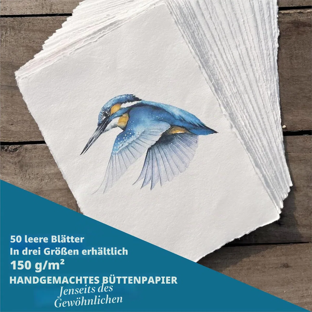 Wanderings A6 Mixed-Media-Papier Creme mit Büttenrand – 4x6" / 10,5x15 cm – 150 GSM – Kaltgepresstes Recycling-Baumwollpapier für Karten, Skizzen, Aquarell & Basteln