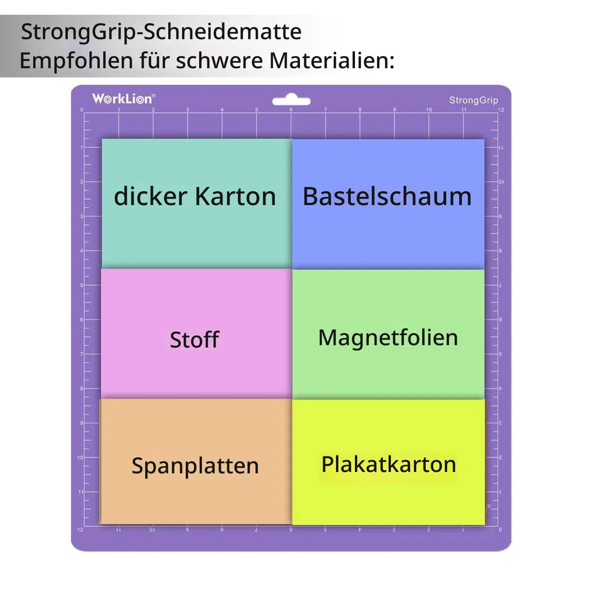 Worklion Schneidematte für Silhouette Cameo 4/5/3/2/1 verschiedene selbstklebende Quilt-Schneidematten Ersatz für Silhouette Cameo Zubehör (4 StandardGrip, 1LightGrip, 1StrongGrip)