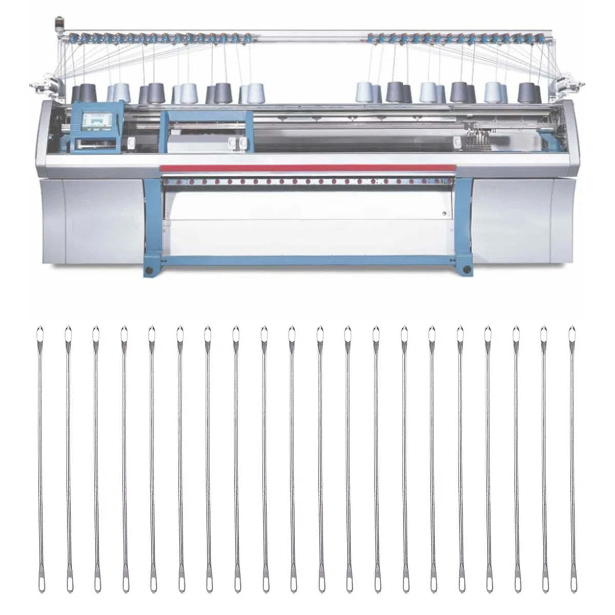 20 Stück Metall-Doppelöhr-Nadel, DIY Handgefertigte Handwerksnähwerkzeuge Doppeläugige Transfer-Drehliniennadel für Strickmaschine