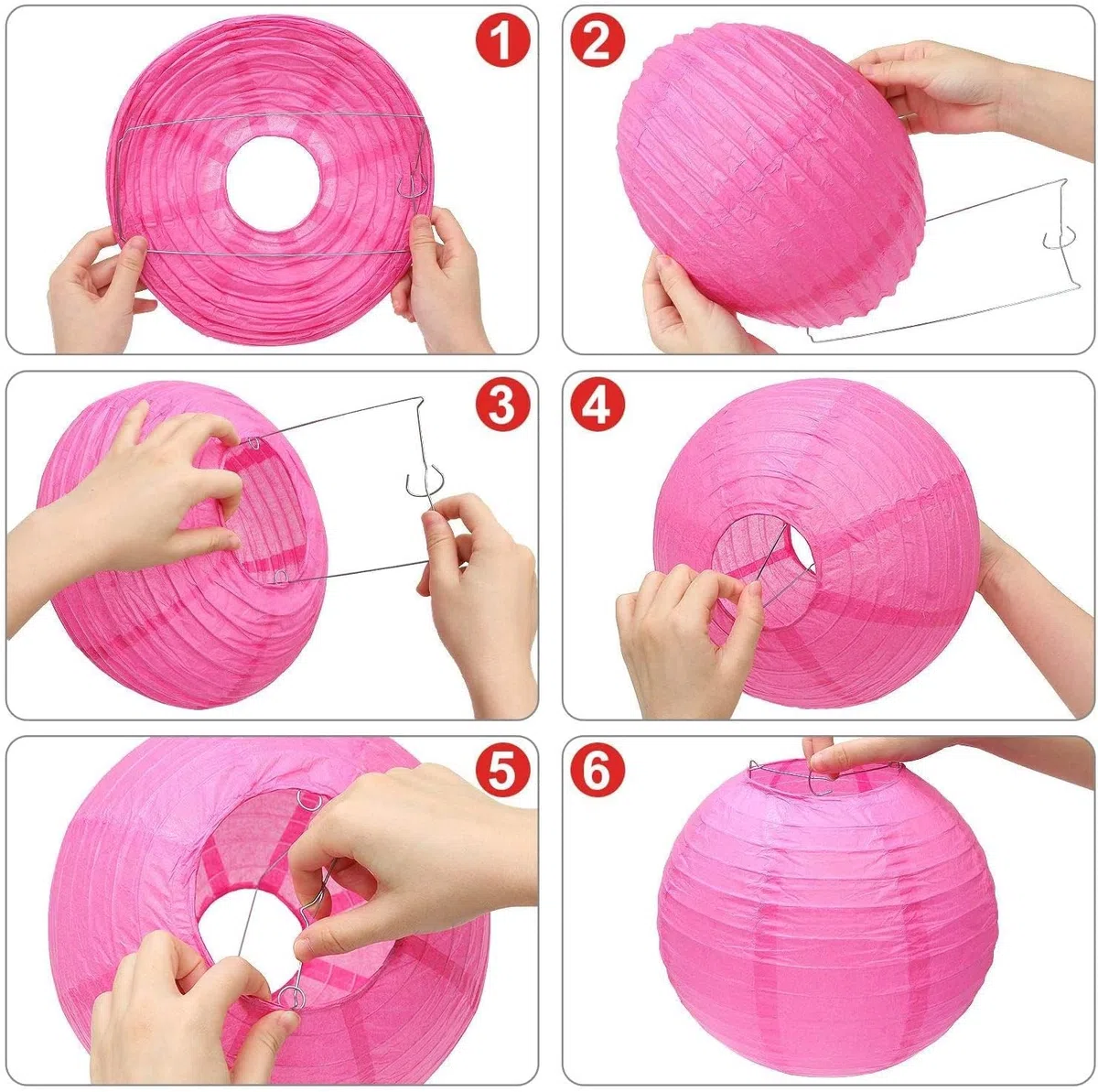 ASelected 24 PCS Bunte Papier Laterne, 25/20/15/10 cm Papierlampions Runde, Lampenschirm Papierlaterne, Bunte Papierlaterne für Hochzeiten, Geburtstage