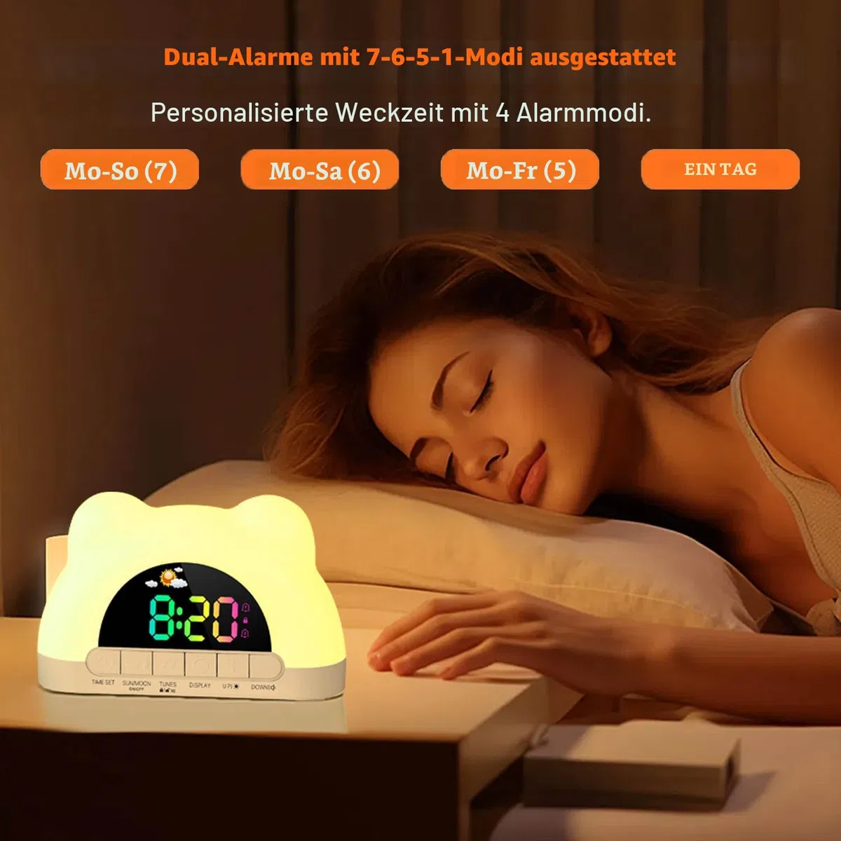 Azyh Kinderwecker, Wecker Digital für Mädchen Jungen, Schlaftrainer Kinder mit 11 RGB Farb Nachtlicht, OK zum Aufwachen der Plug-In Elektrische Wecker, 10 Soundeffekten, Dual Alarms, Snooze, 12/24