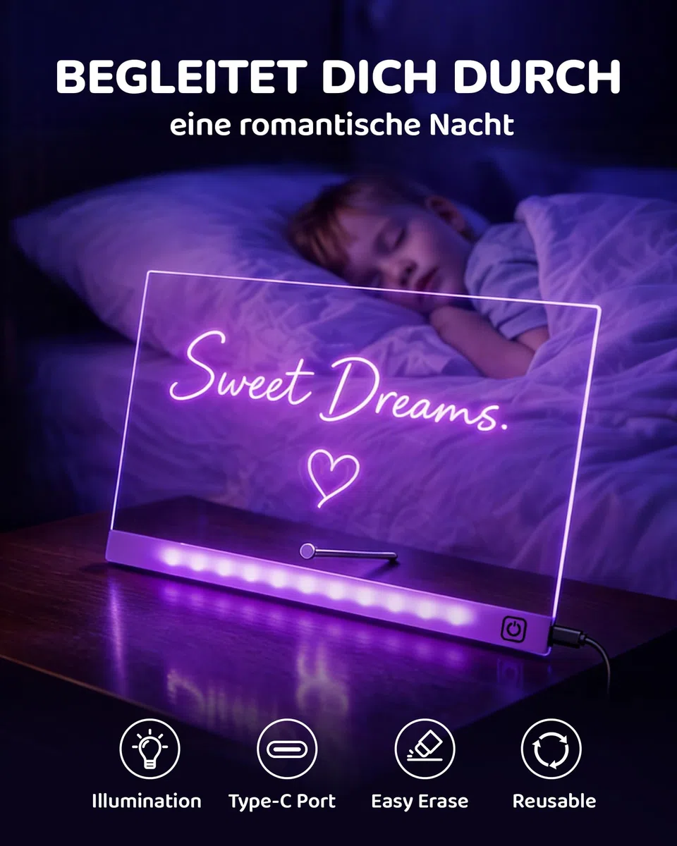 KOKODI LED Zeichentafel für Kinder, leuchtendes Malbrett 37x27 cm mit 7 Stiften, USB-C, kreatives Lernspiel, Geburtstags- und Weihnachtsgeschenk für Jungen und Mädchen (Weiß)