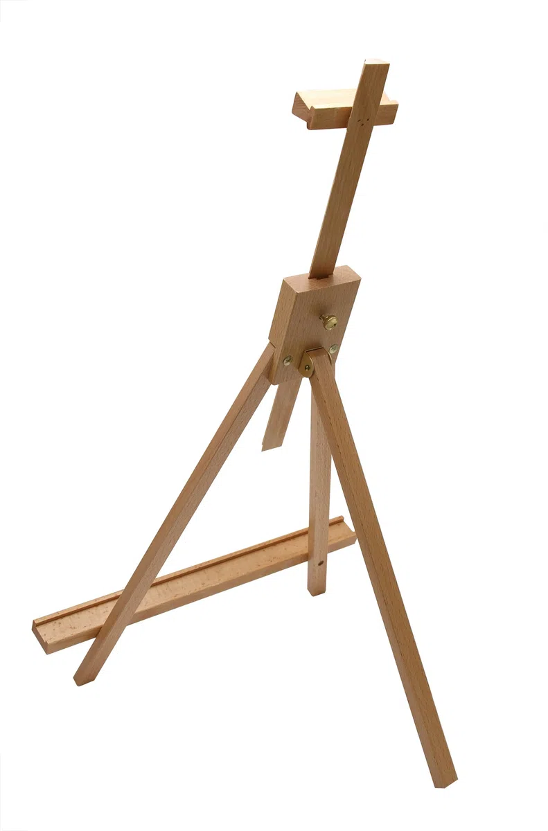 Paintersisters Display Staffelei Prato, Tischstaffelei aus Buchenholz, Sitzstaffelei für Keilrahmen bis 70 cm, klappbarer Bildhalter, Ministaffelei, Dreibein