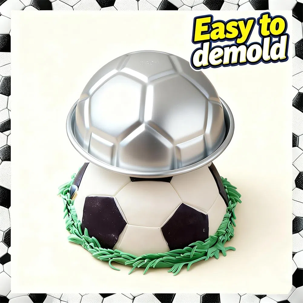 Fußball-Kuchenformen zum Backen 8 inch, Kuchenform aus Metall in Fußballform, Fußball Kuchenform aus Aluminium, Sphärisch Kuchen Backblech Aluminium Football form Backform für Dessert