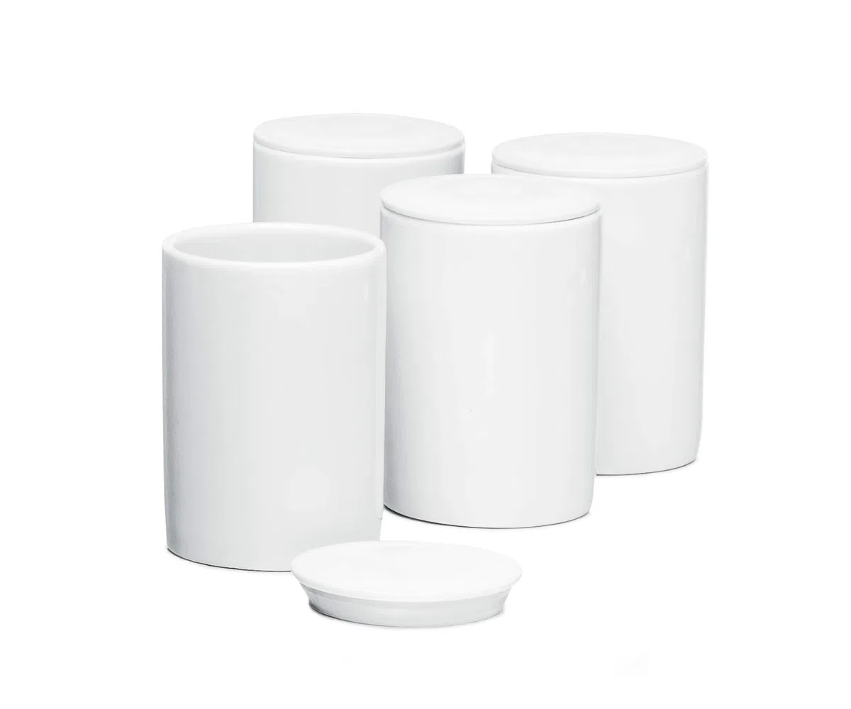 Rommelsbacher Keramik Portionsbecher Set JB 4 - à 125 ml, mit Deckel, passend für Joghurtbereiter JG 80, weiß