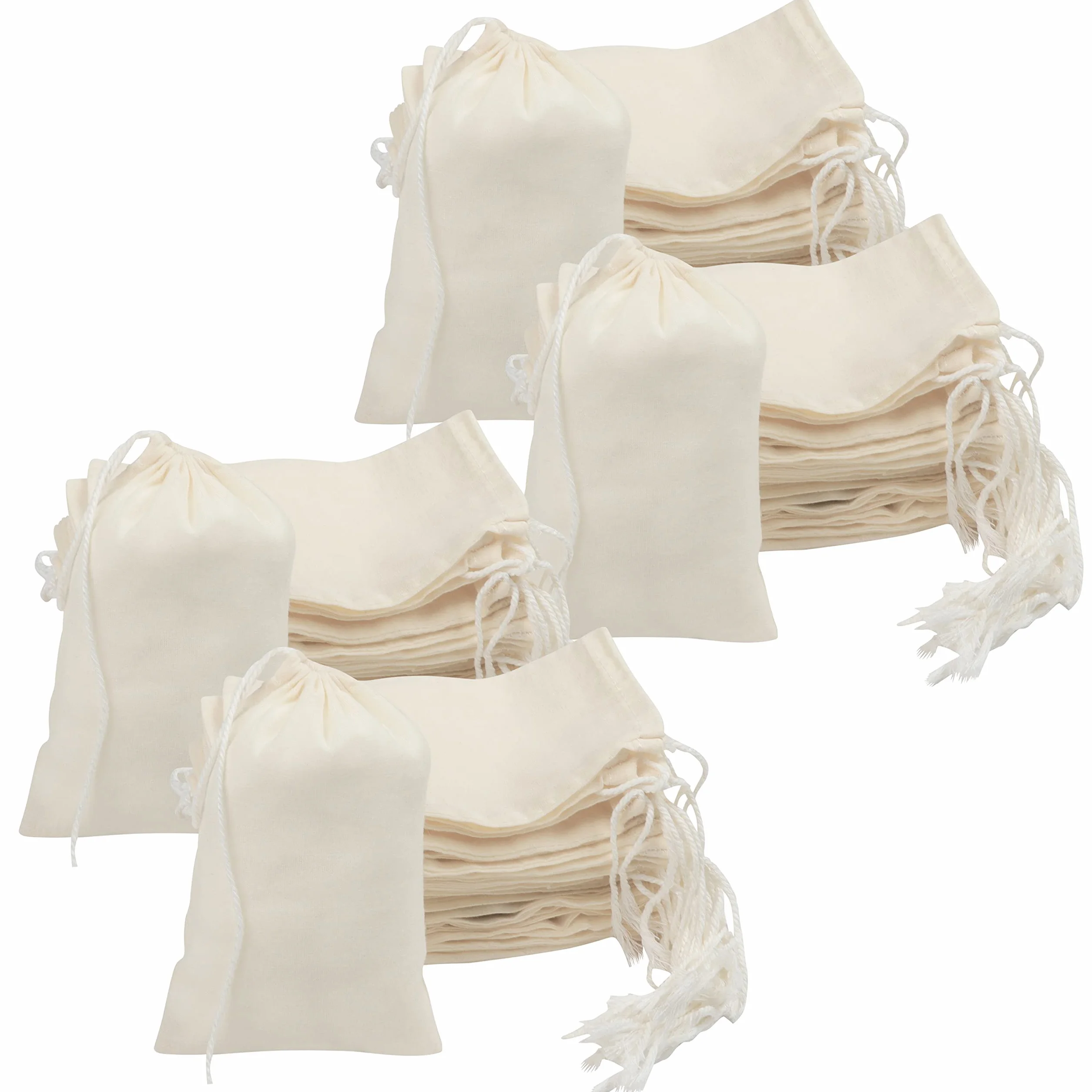 Belle Vous 100er Pack Natur Baumwollbeutel mit Kordelzug - Stoffbeutel Klein 10 x 15 cm - Wiederverwendbare Stoffbeutel zum Bemalen - Hochzeits-, Party- & Bastelbeutel