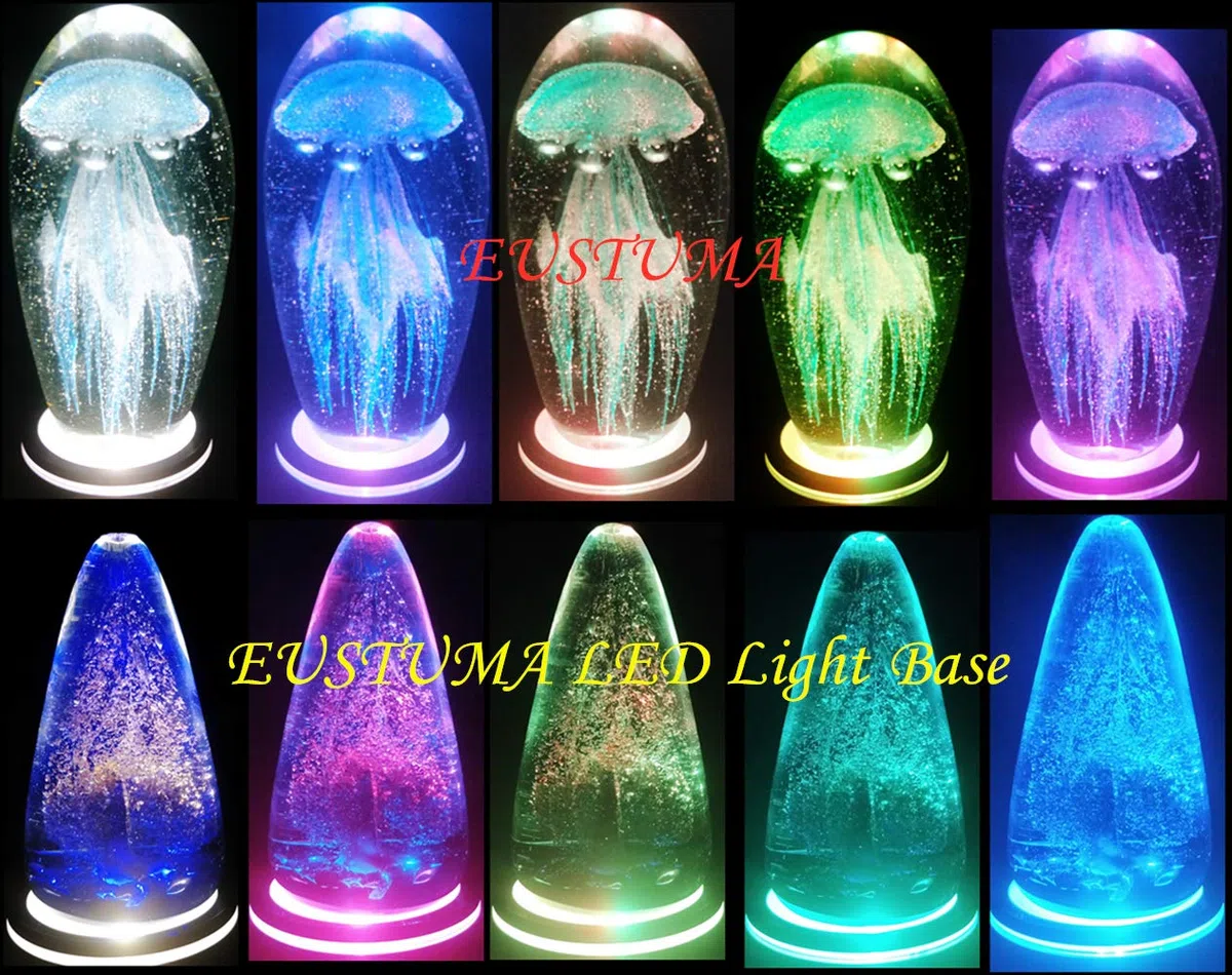 EUSTUMA LED-Licht-Basis Non-Slip Runde Display-Ständer Für 3D Kristall Glas Kugel Kunst Mit Sensitive Touch Schalter, Mehrere Farben Display, Urlaub Party Dekoration.2 flache Basis
