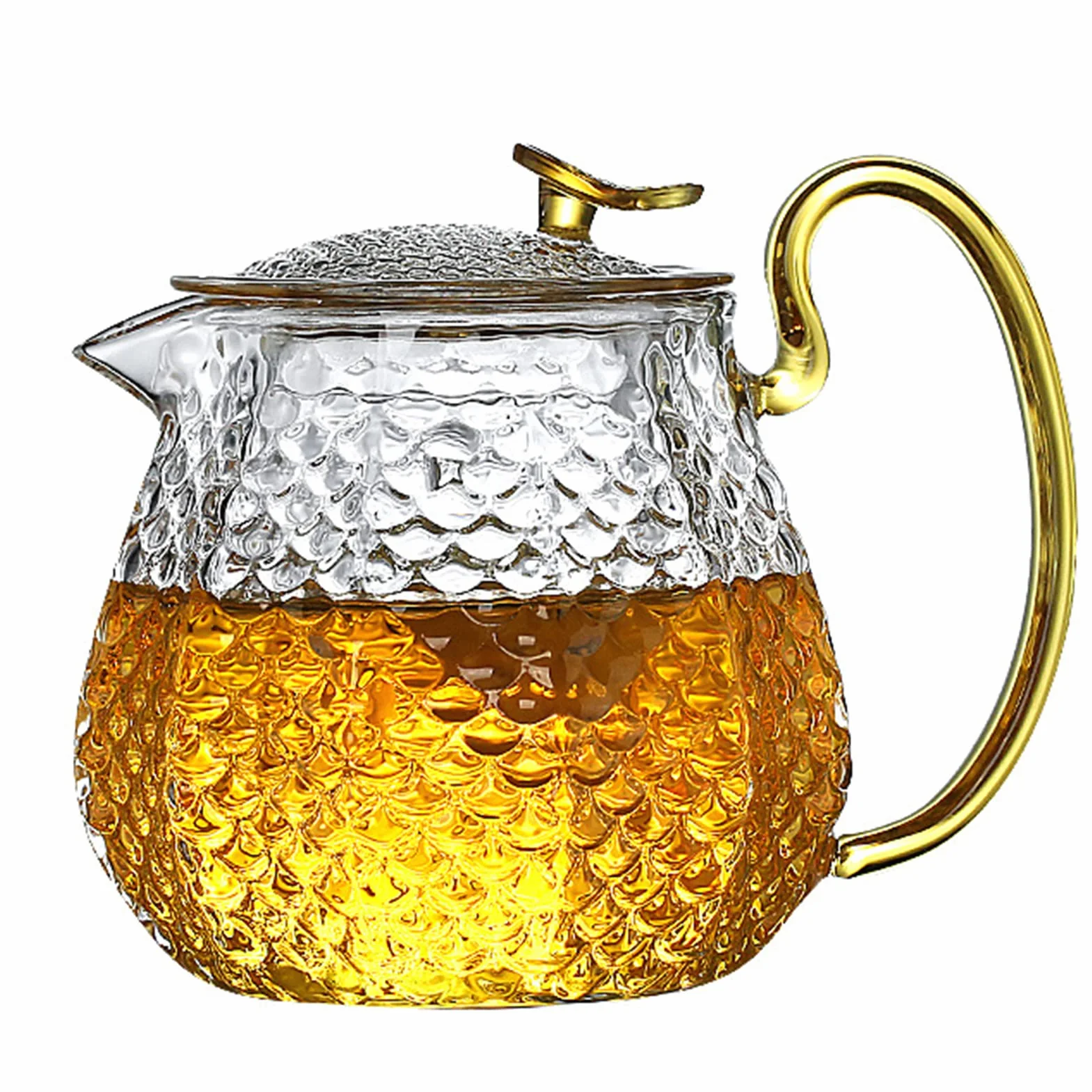 Jauhmui 600 ml Glasteekanne aus Borosilikatglas mit Siebeinsatz und Deckel, mundgeblasen, Teebereiter für losen Blatttee