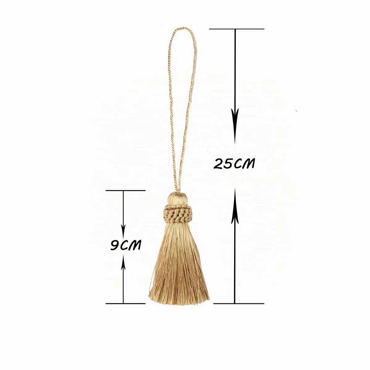Set mit 8 eleganten Polyester-Quasten, bunte Bastelquasten, Charms, Schlüsselquaste, DIY-Zubehör (Gold)