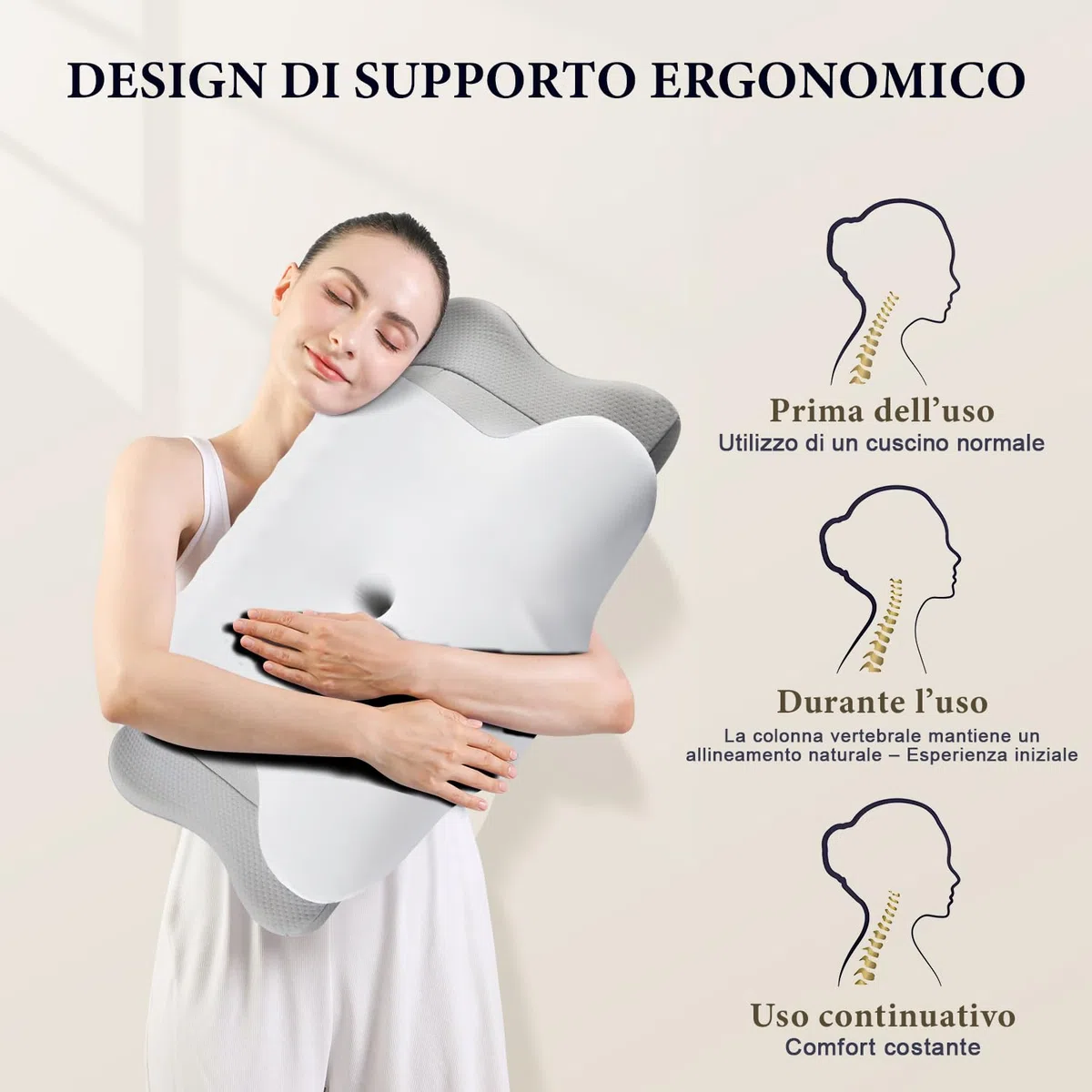 Nackenkissen Kopfkissen, Memory Foam Hellgrau