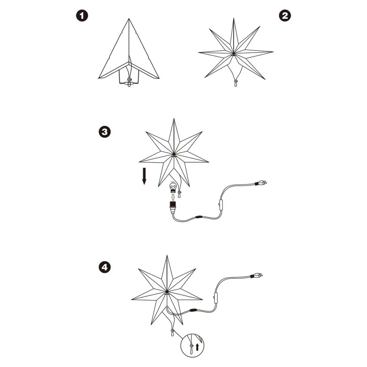 SALCAR 55cm LED Papierstern Beleuchtet zum Aufhängen, Advents Leuchtstern Fenster mit Warmweiß E14 Lampe, 3D Weihnachtsstern Fensterdeko Weihnachten - Weiß Papierstern