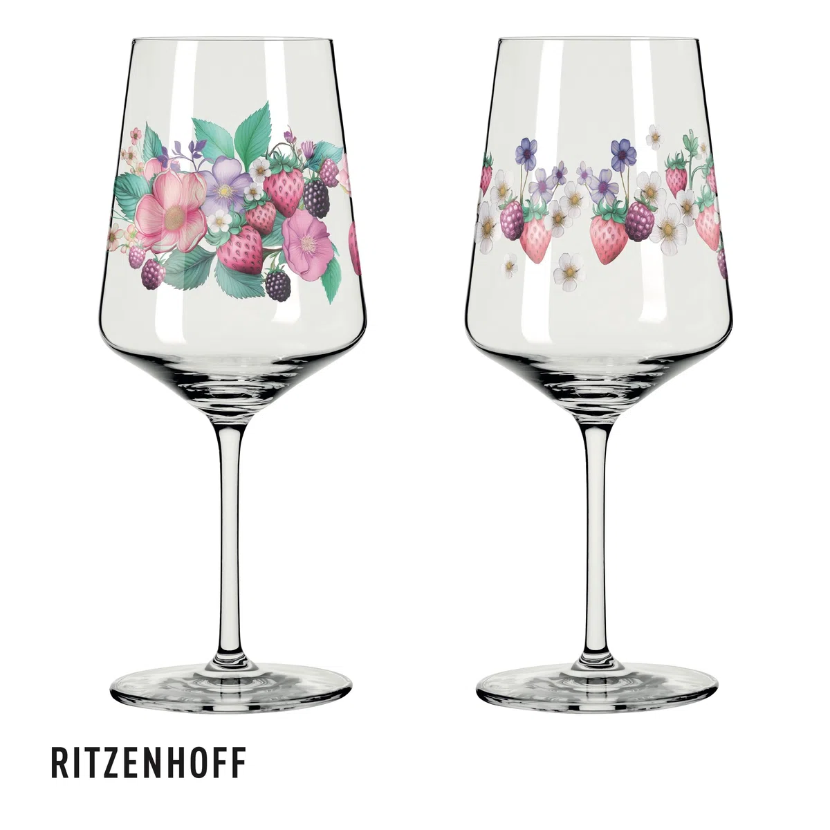 RITZENHOFF 6011004 Aperitifglas 500 ml - 2er Set - Serie Sommersonett - 2 Stück mit Beerenmotiv - Made in Germany