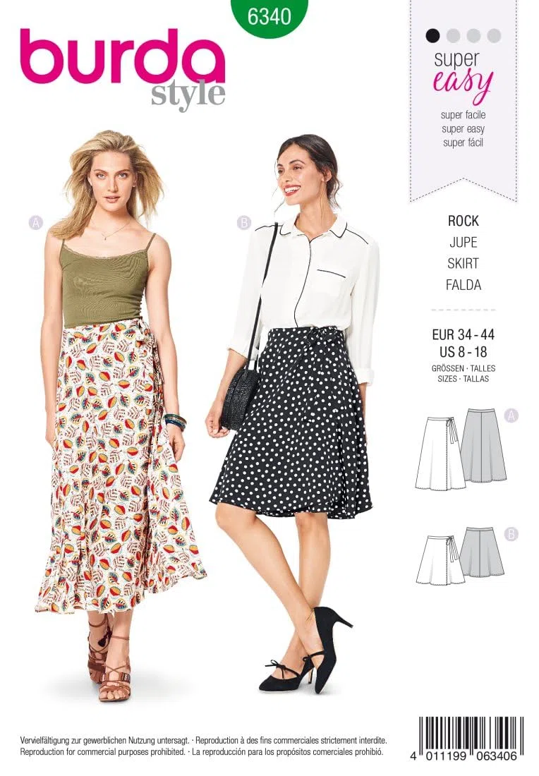 Burda Schnittmuster 6340, Rock [Damen, Größe 34-44] zum Selbernähen, ideal für Anfänger [L1]