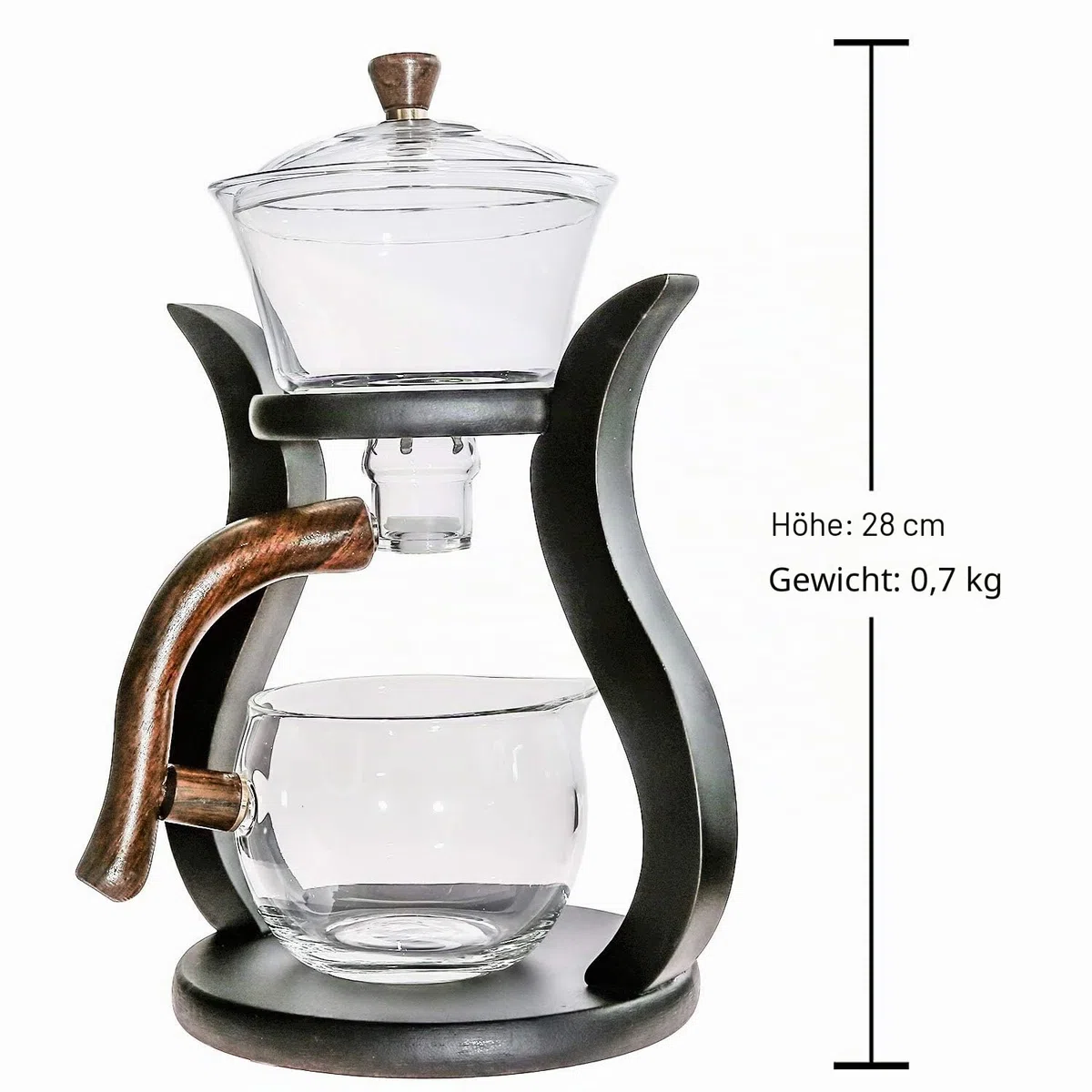 RORA Lazy Kungfu Glas-Teeset, magnetischer Wasserdurchlauf, Teekanne mit drehbarer Abdeckung, halbautomatisch, Glaskanne