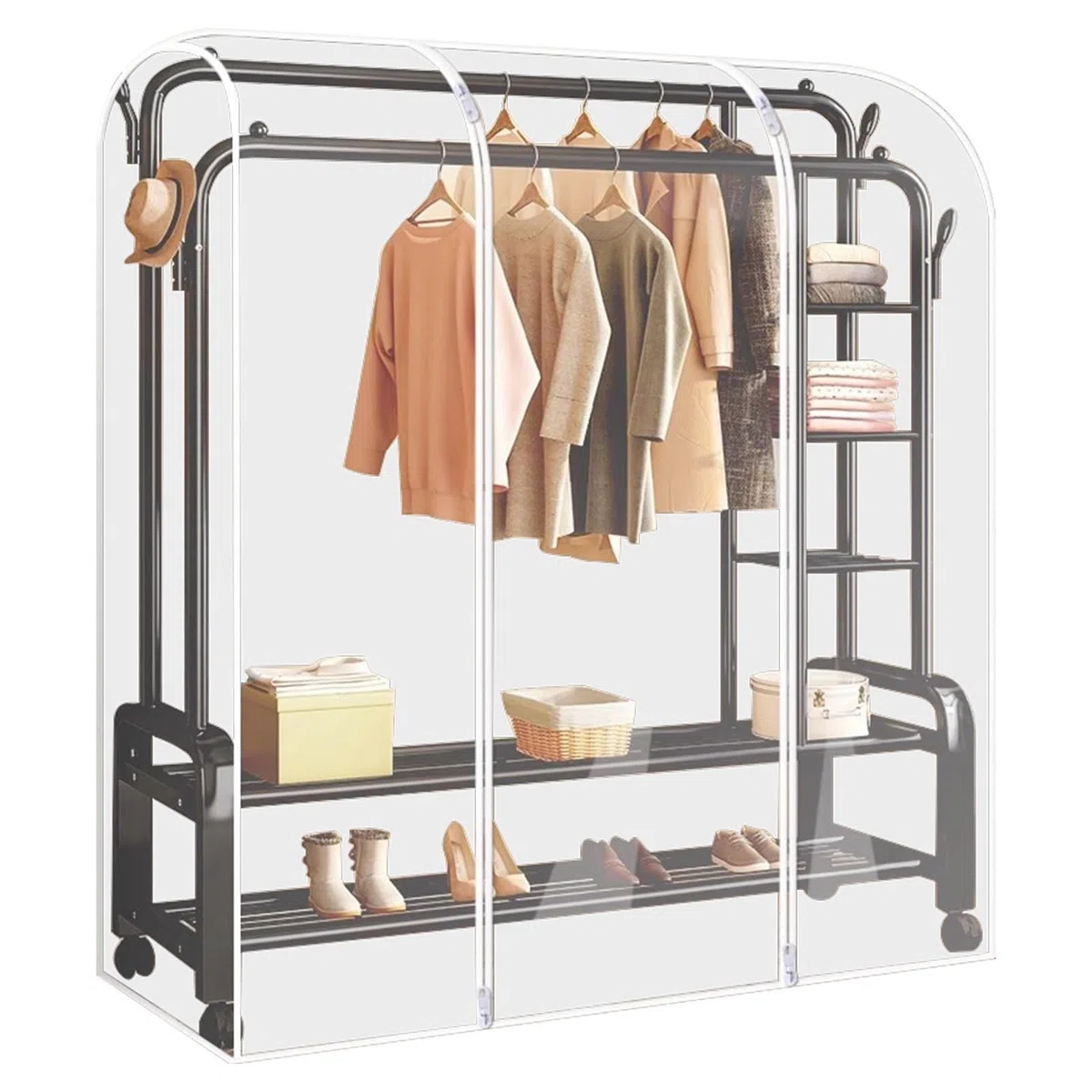HEKOBAG Kleiderständer Abdeckung Transparent Abdeckhaube Kleiderstange 180 * 150 * 50cm Schutzhülle Kleiderständer Kleiderschutzhüllen mit Reißverschluss Staubdicht Schutz für Kleidung Anzug Mantel