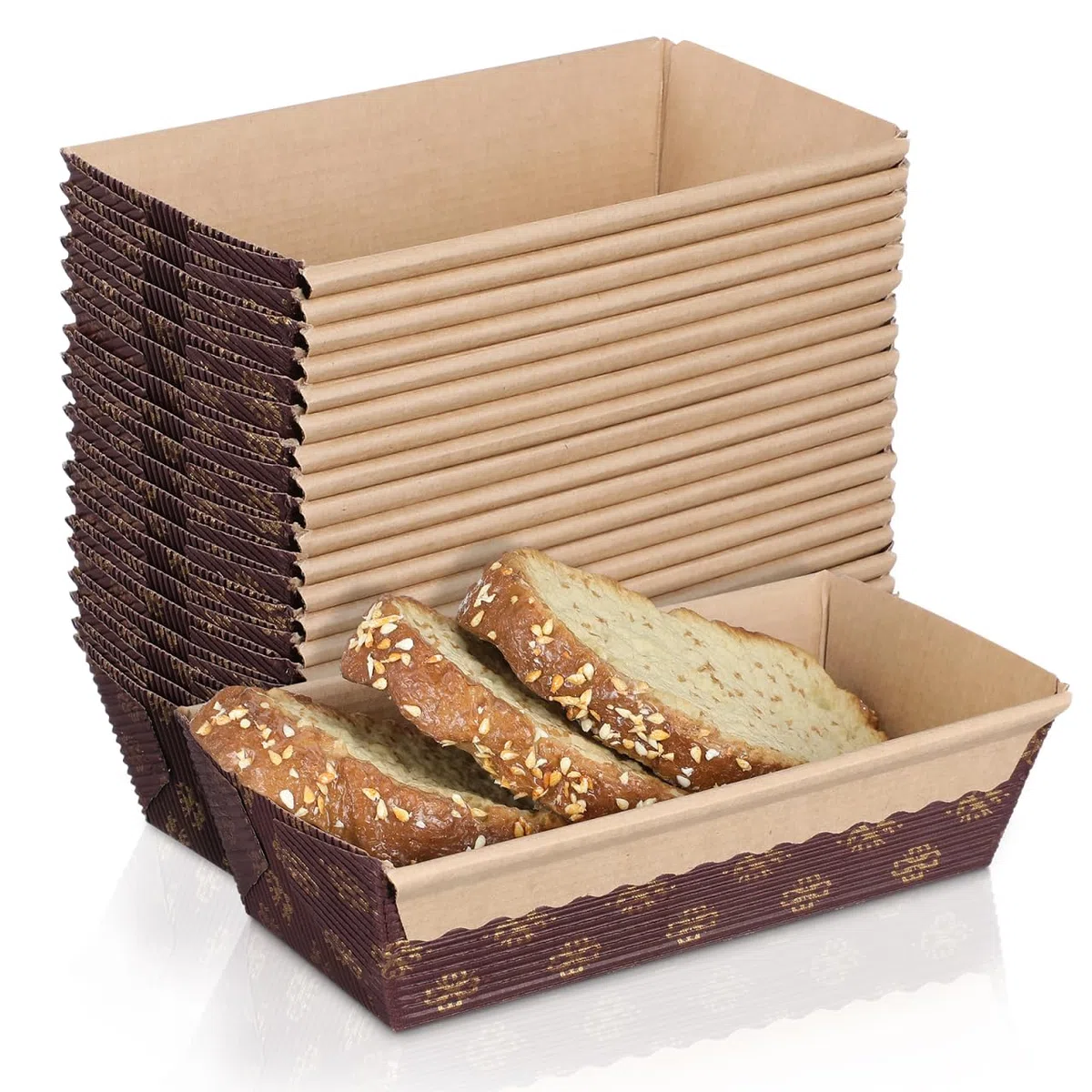 PRETYZOOM 20 Stück Papier Backform Kastenform Rechteckig & Stabil - Einweg Brotbackform für Backofen, Brot, Toastbrot & Schnellbrot - Hitzebeständig, Fettbeständig & Stapelbar - 15 x 6,5 x 5 cm