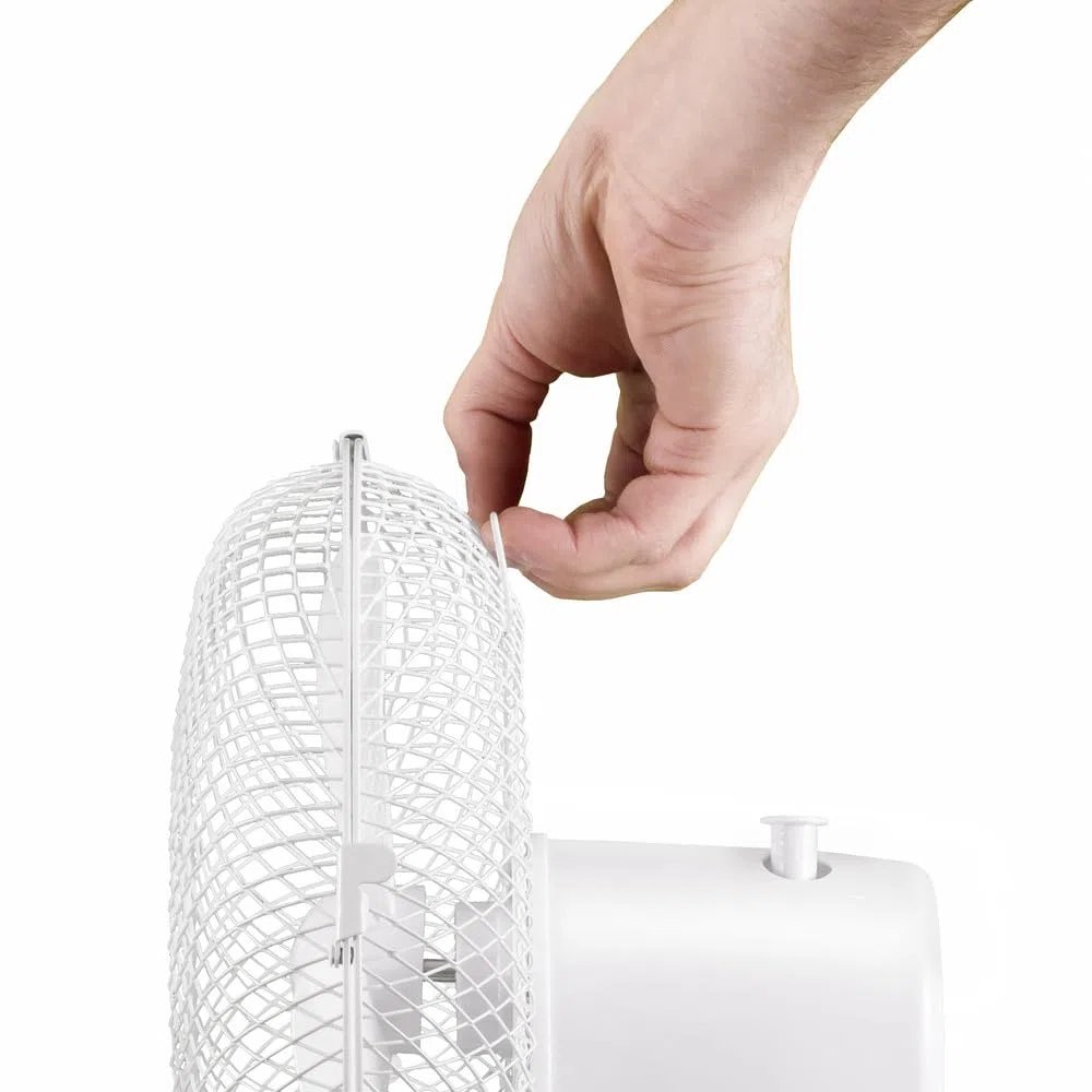TROTEC Tischventilator TVE 9 – leiser Ventilator mit 90° Oszillation, 2 Stufen & 25 W – kompakter Tischlüfter Ø 23 cm für Schlafzimmer, Büro & Zuhause – weiß