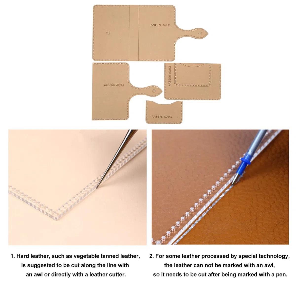 Acryl-Schablonen-Set, Leder-Schablonen, Acryl-Taschen-Schablone, Reisepass-Taschen-Schablone, Acryl-Gürtel-End-Schablonen für Leder, Leder-Handwerkswerkzeug
