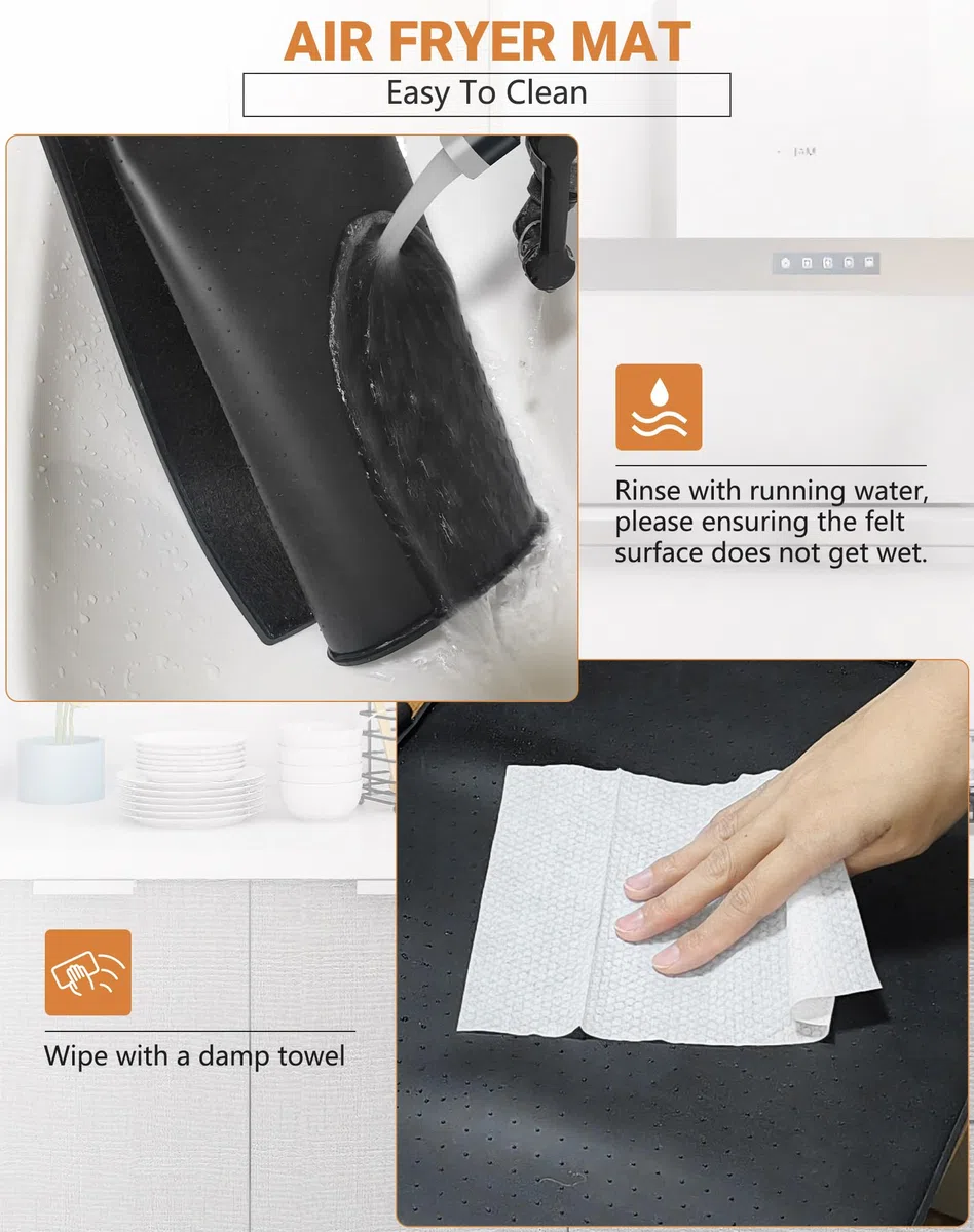 Hitzebeständige Unterlage Silikonmatte für Heißluftfritteuse Hitzeschutzmatte Feuerfeste Unterlage für Küchenarbeitsplatten Gleitmatte für Ninja Philips Airfryer Kaffeemaschine, 48 * 30cm (1-Stück)